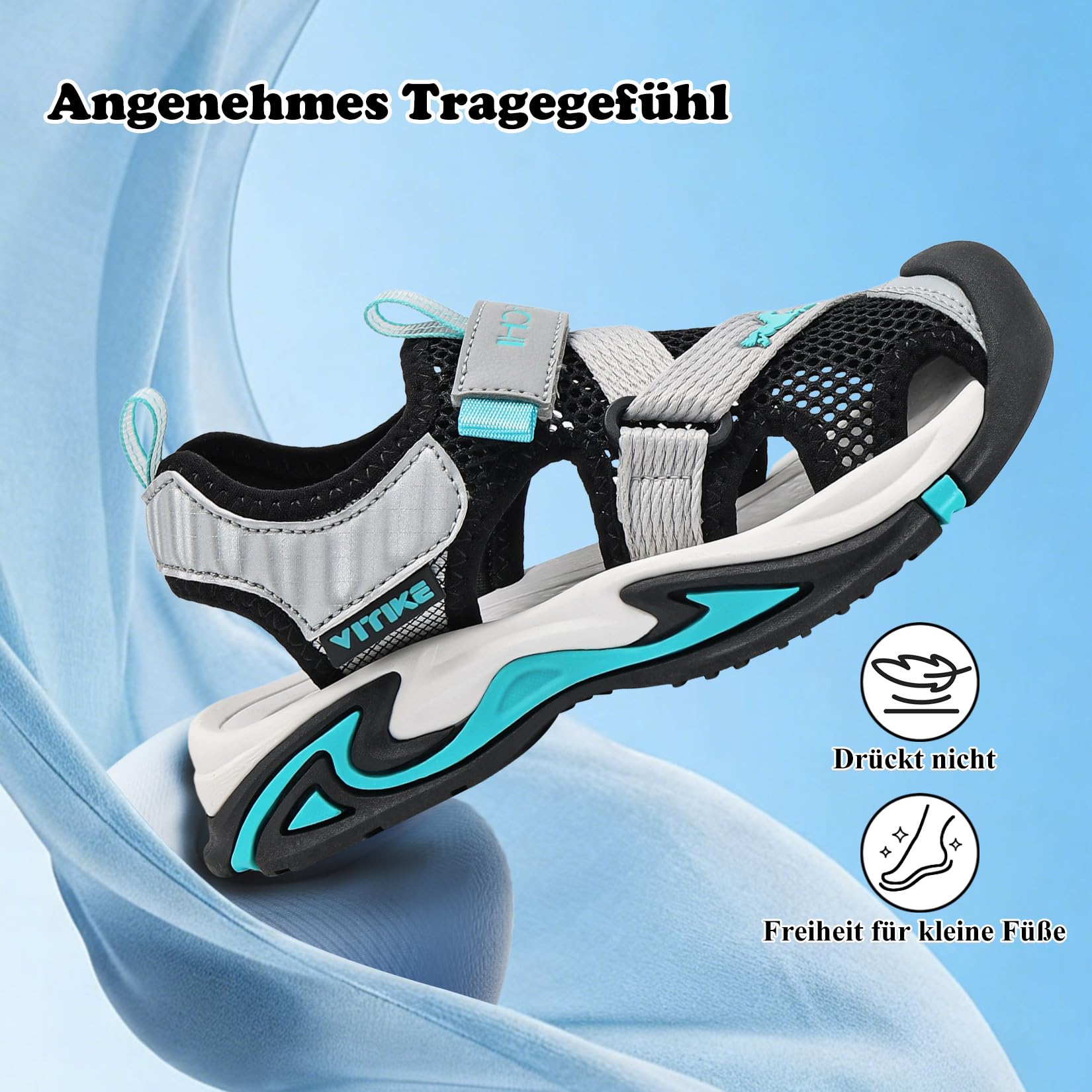 JMFCHI Sandalen Jungen Trekkingsandalen Kindersandale Geschlossene Mädchen Sommerschuhe Rutschfest Outdoor Sportsandalen