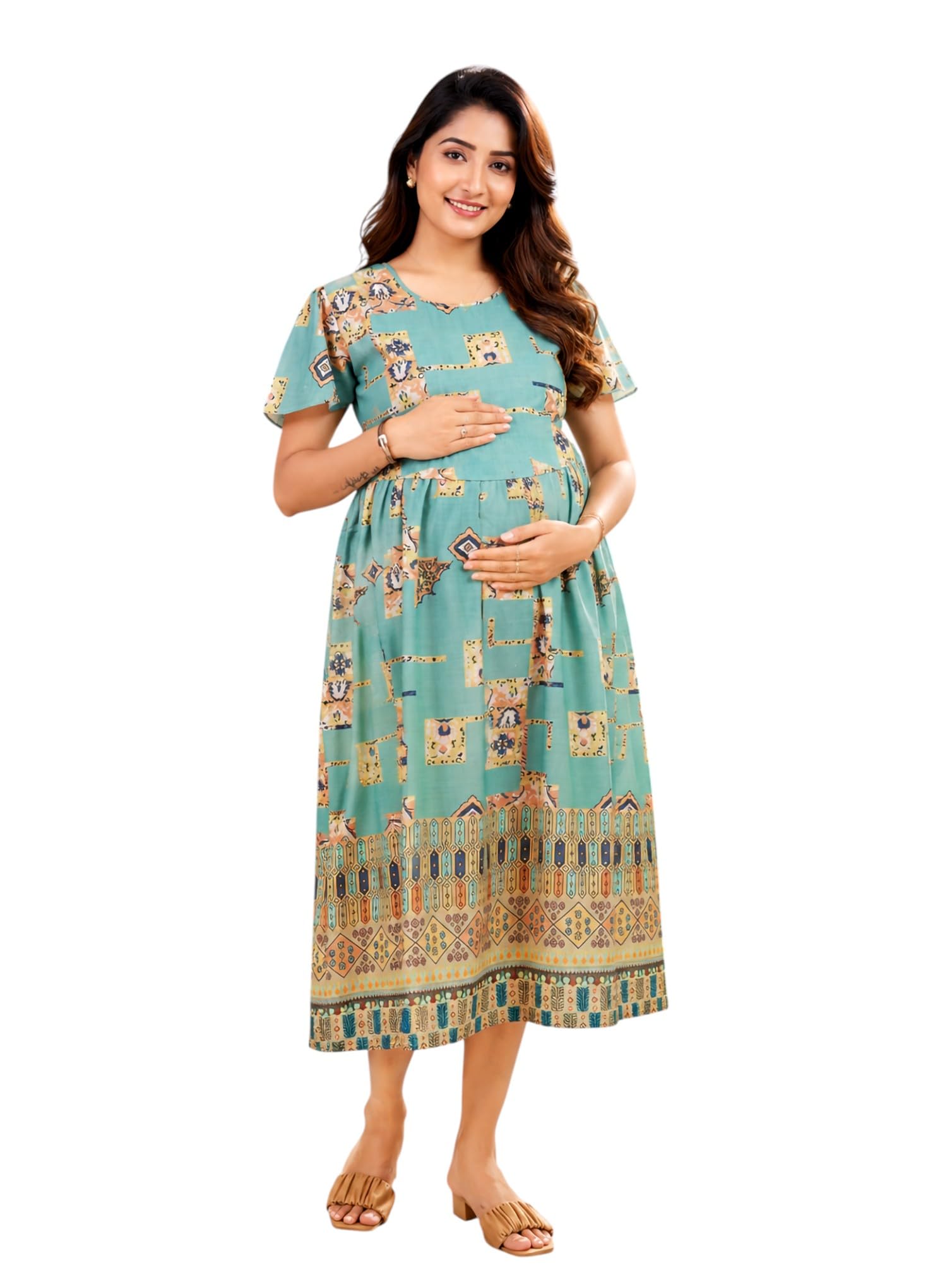 Zipless Feeding Kurta Dress for Women | Maternity Nursing Kurti, No-Zip Easy Access | Extra Pleats Pre to Post Pregnancy | Quick-Dry Fabric | S-4XL-image-42