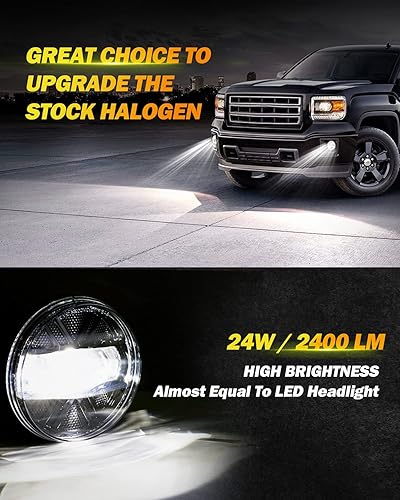 Miniatura 3 de Auxbeam Luces antiniebla LED de repuesto para GMC Sierra 1500 2007-2013, Sierra 2500HD 3500HD 2007-2014, lámparas antiniebla LED aprobadas por DOT