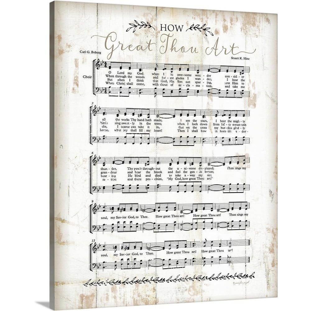 CANVAS ON DEMAND How Great Thou Art Canvas Wall Art Print by Jennifer Pugh, Home Decor, Religious, Christianity Artwork,11" x14in
