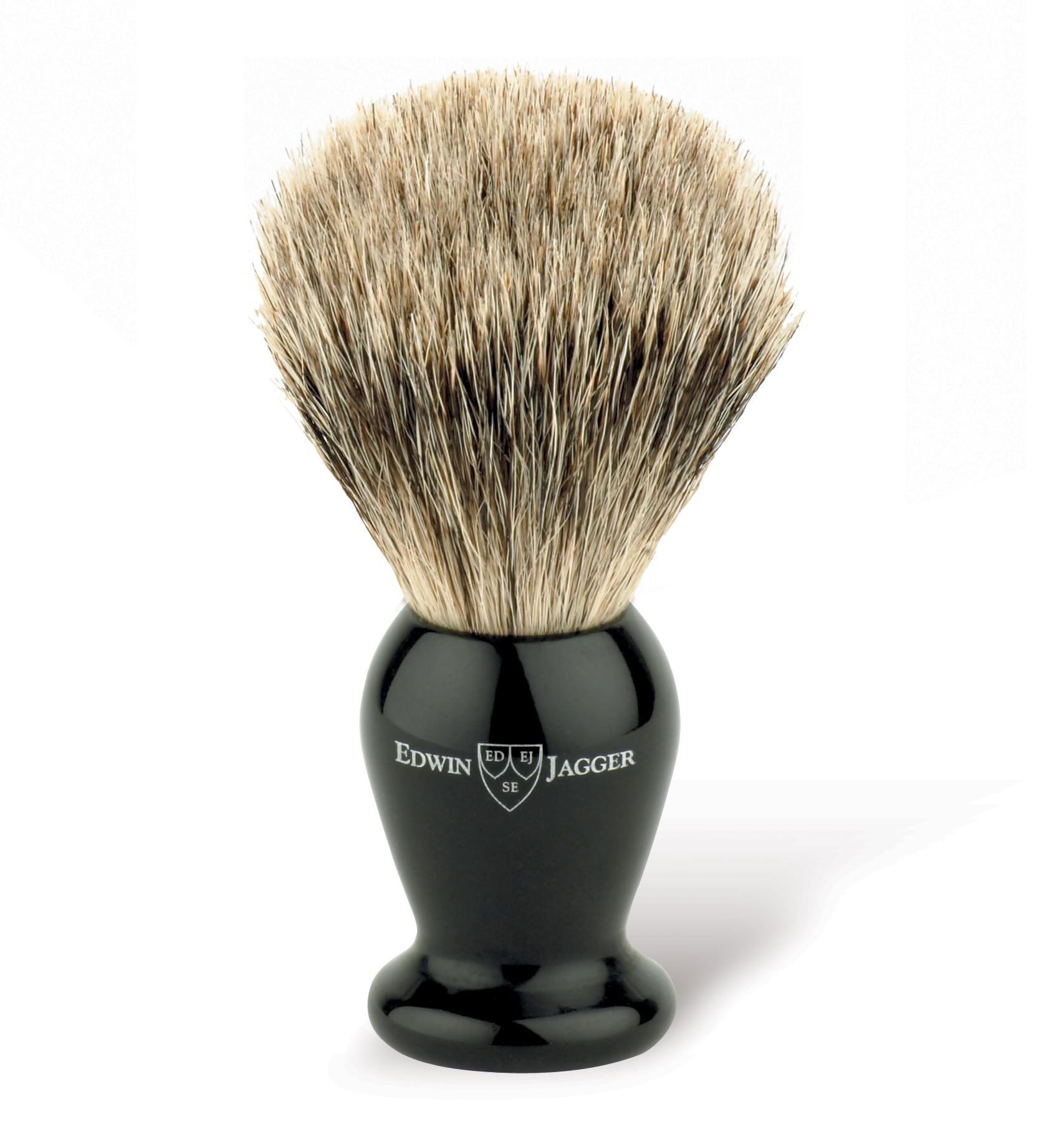 Edwin Jagger 1EJ946 Brocha De Afeitar Exfoliante De Pelo De Tejón Classic Best Para Crema De Afeitar O Jabón De Afeitar Para Hombres Y Mujeres (Imitación Ébano)