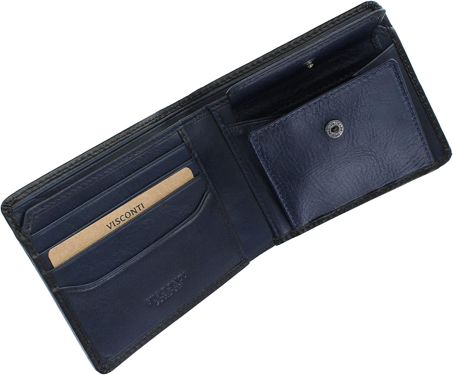 VISCONTI Atelier Collection Arthur Leather Wallet with RFID and Tap and Go AT60 Burnished Blue - Image 5