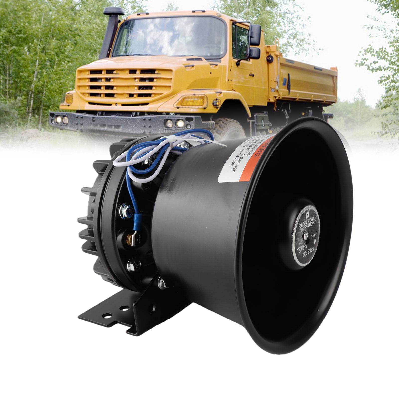 Tbest Haut-parleur de Sirène D'avertissement 200 W 130 DB, Cône D'alarme D'urgence, Klaxon de Voiture pour Camion, Ambulance, Routier, Haut-parleur en Alliage D'aluminium Haute