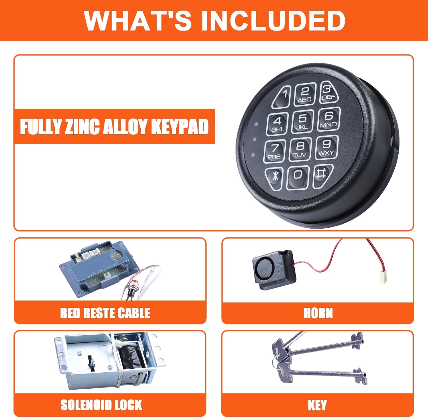 Gun Safe Lock Replacement Kit – Digital Keypad for Gun Safes & Home Security Boxes, Solenoid Lock with 2 Override Keys, 3-8 Digit Code, Easy DIY Installation, Silent Mode, Black