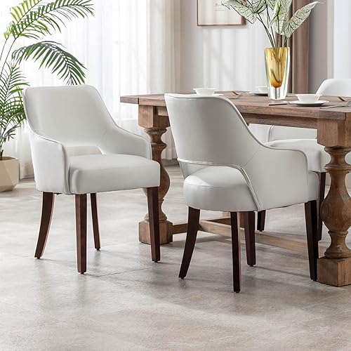 Miniatura 23 de Juego de 6 sillas de comedor de lino, sillas de cocina tapizadas de granja, sillas laterales con patas de madera para sala de estar, comedor, Lino,