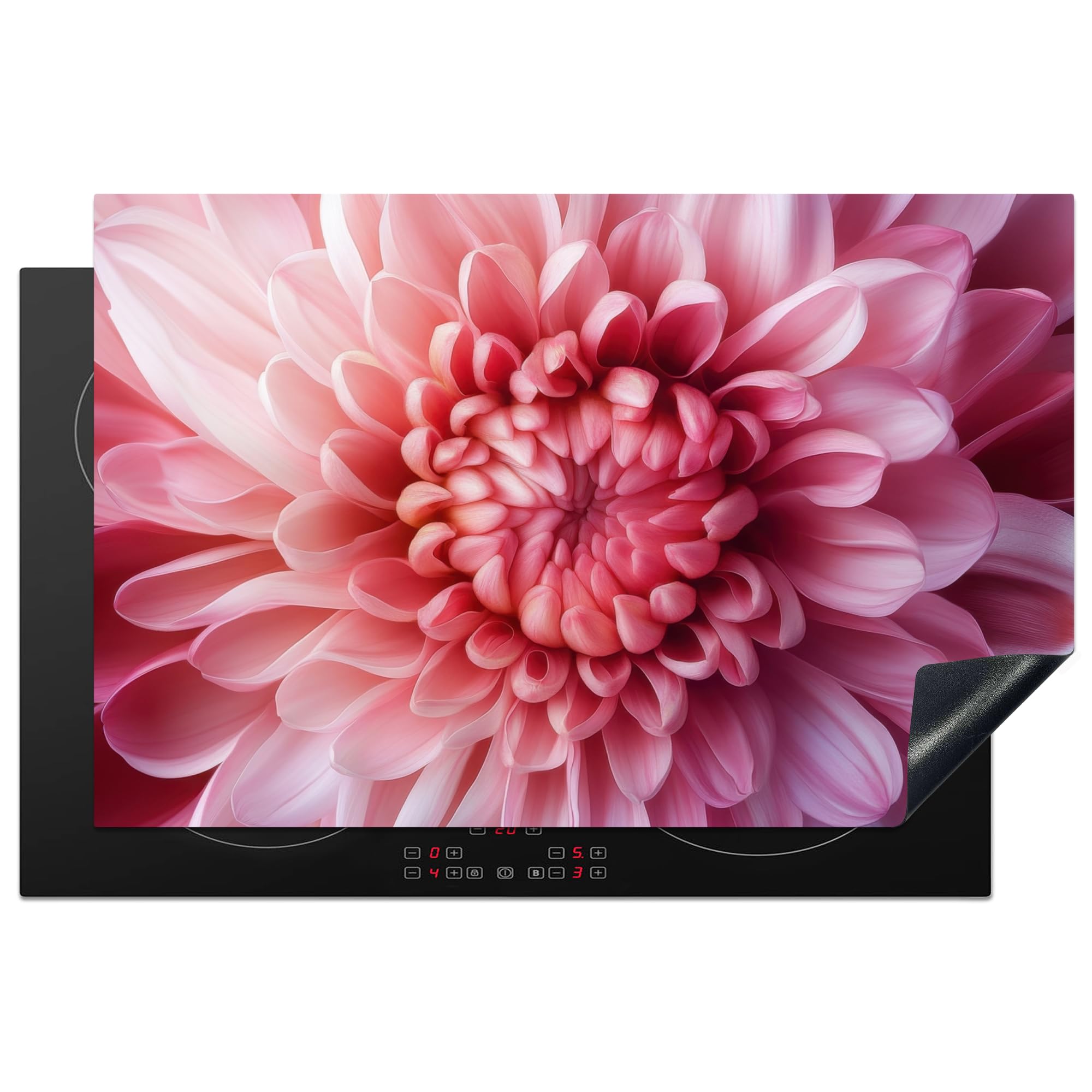 KitchenYeah© Induction Hob Protector Mat 20.5"x31.9" / 81.2x52 cm Cooker Top Protectors Cover Ceramic Covers Electric Hobs Vinyl Dahlia - Flower - Close Up - Pink