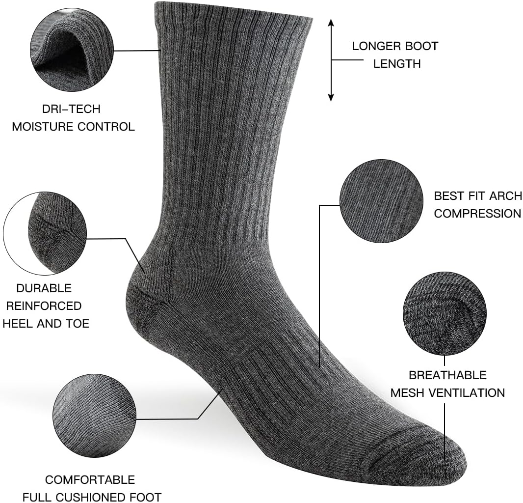 JOYNÉE 8 Pairs Mens Crew Cushion Socks Work Athletic Running Socks Casual Breathable Socks for Men,Sock Size:10-13 - Image 3
