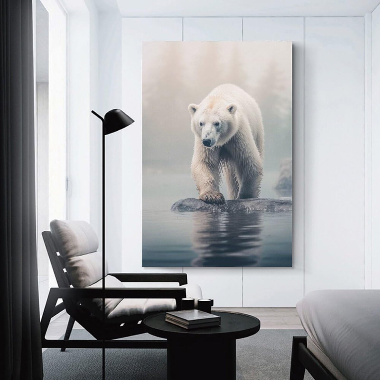 Junmoney Polar Bear Wildlife Photo Canvas Wall Picture, 20x30inch(50x75cm), for Picture Wall Styling in Lounge Or Bedroom, An Easy Match for Collected Prints