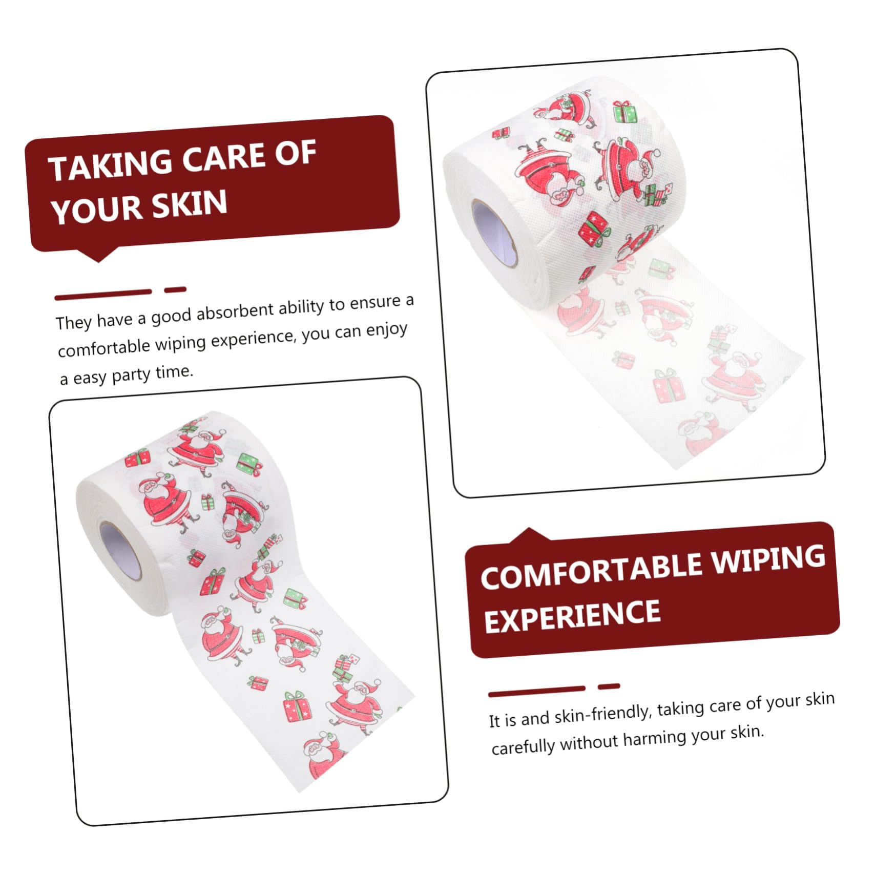 4 Rollen Weihnachts Toilettenpapier mit Kreativen Doppellagigen Druckmotiven Weiches Klopapier mit Festlichem Xmas Design als für Festliche Tischdekoration