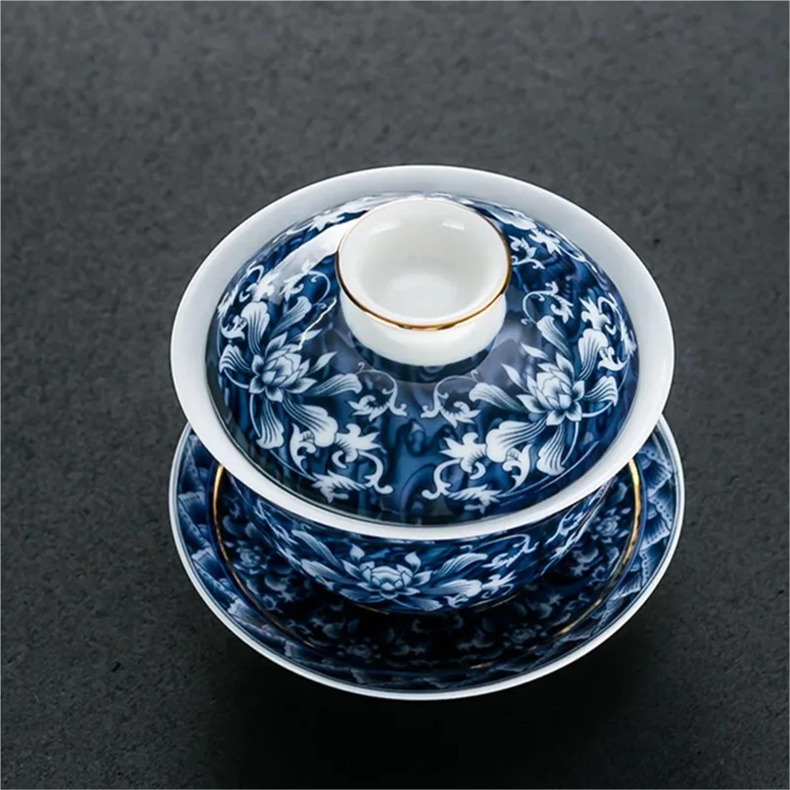 Jingdezhen - Taza infusora de té de porcelana azul y blanca, hecha a mano, taza de té de cerámica para viaje, portátil, juego de té para el hogar, 160 ml (A1)