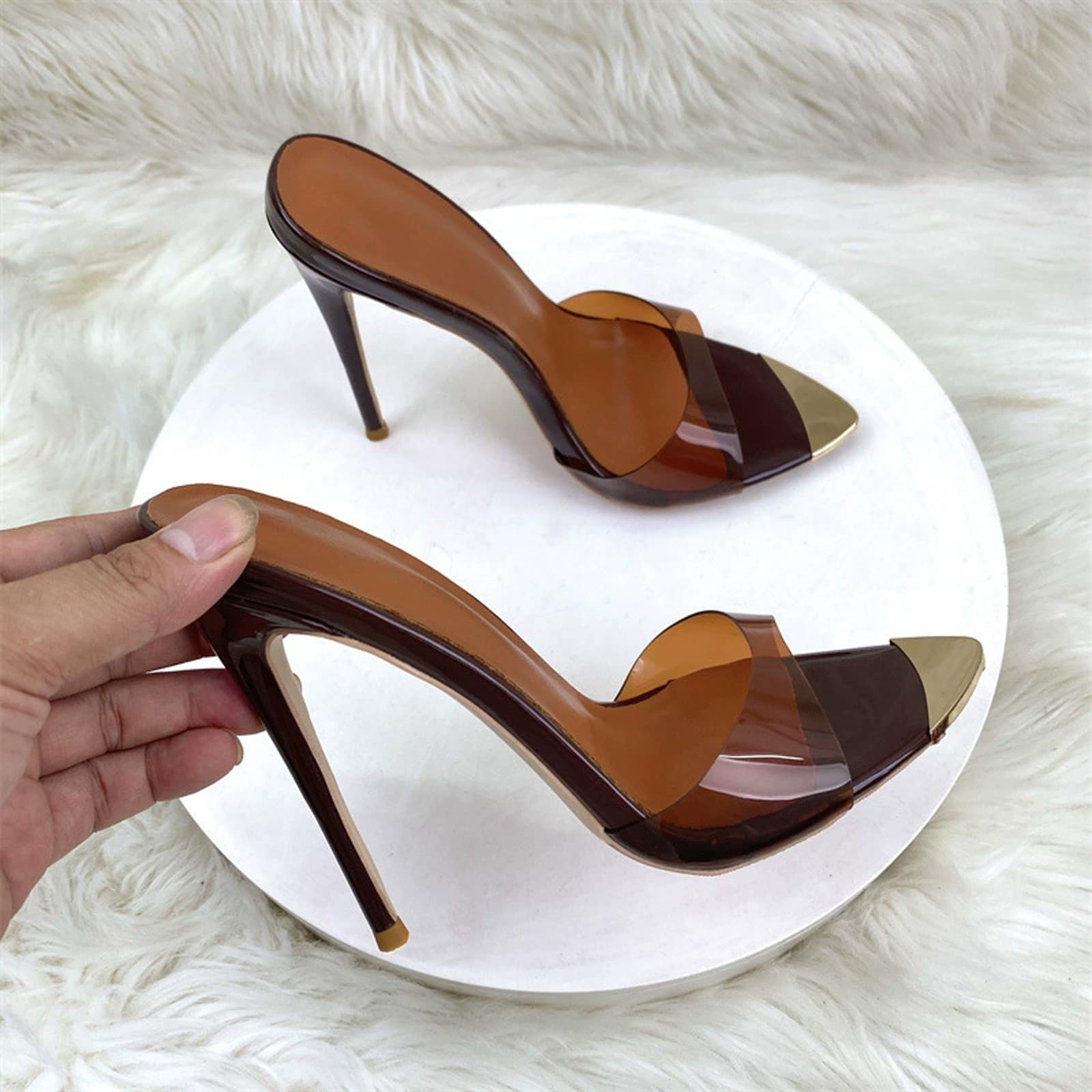 Sandali Eleganti da Donna Traspiranti con Tacco a Stiletto di 12 cm, Infradito estive, Scarpe Versatili per Matrimoni, uffici e Feste.