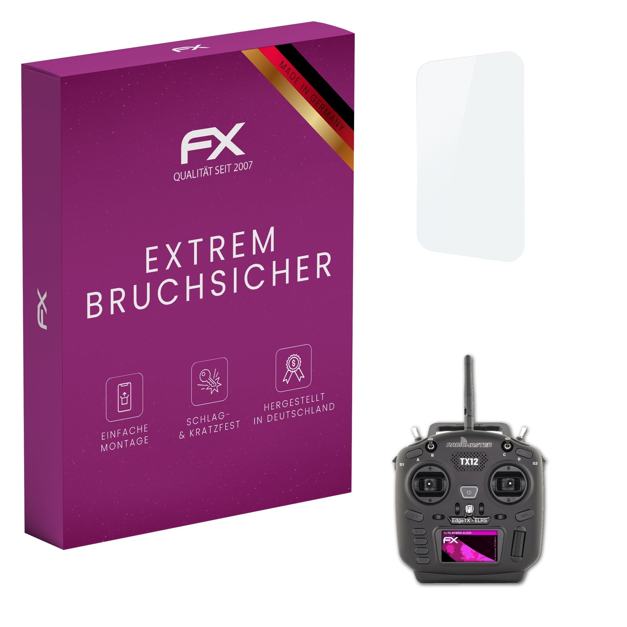 atFoliX Plastic Glass Protective Film compatible with Radiomaster TX12 Mark II Glass Protector, 9H Hybrid-Glass FX Screen Protector