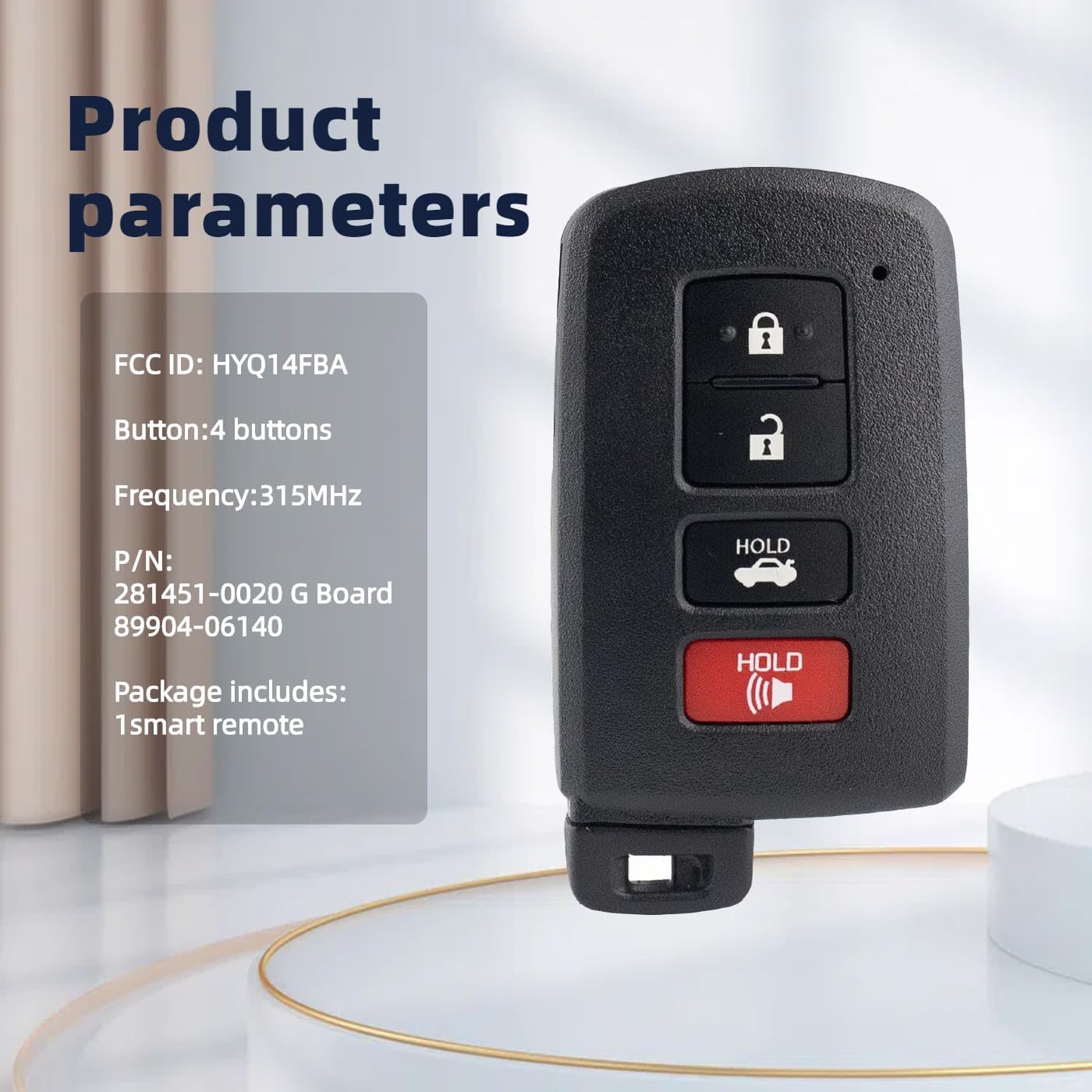 Smart Key Fob Remote Replacement Compatible with Toyota Camry Avalon Corolla 2012 2013 2014 2015 2016 2017 2018 Keyless Entry Remote HYQ14FBA PN:89904-06140 281451-0020 G Board
