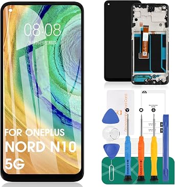 for OnePlus Nord N10 5G LCD Screen Nord N10 5G Screen Replacement N10 5G LCD Display BE2025 Touch Digitizer AssemblyBE2029,BE2026,BE2028 Repair Parts KitsBlack with Frame