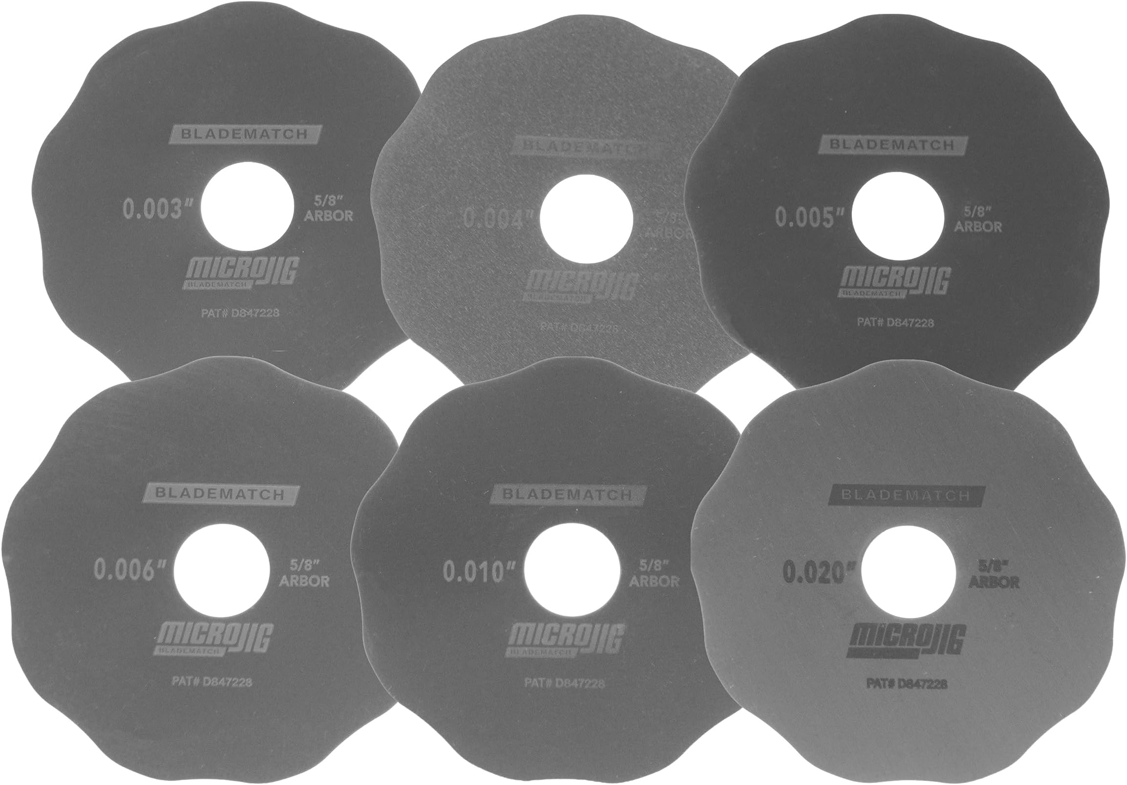 MICROJIG AS-6 Bladematch Arbor Shims, Table Saw Alignment Accessories, Calibration Tool, Small, Stainless Steel