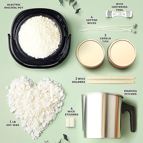 Miniatura 2 de CraftBud Kit de fabricación de velas de soja, kit de suministros para hacer velas para adultos y niños, 1 libra de cera de soja para hacer velas,