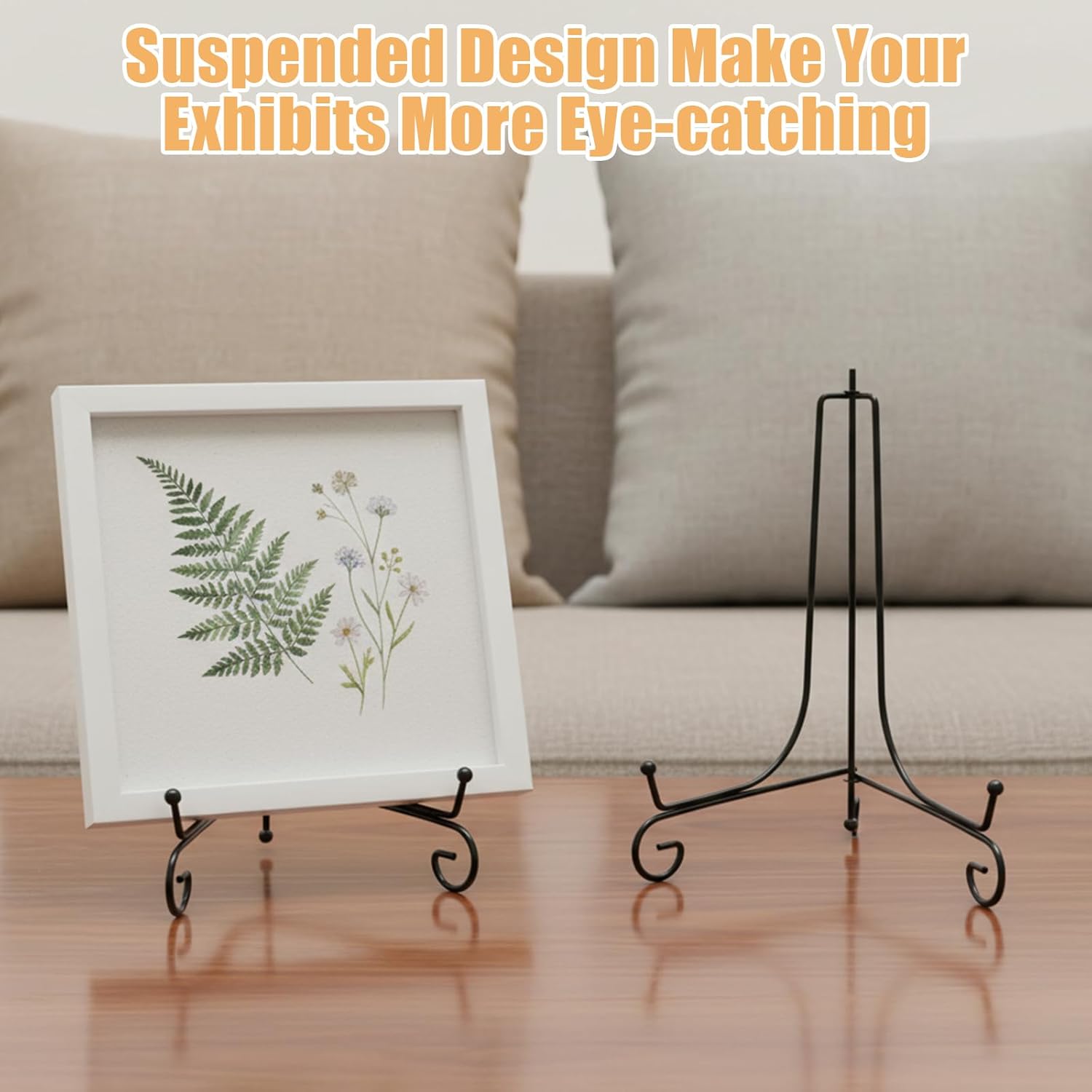 15 Packs Iron Display Stands, 10‘’ Black Foldable Easel Stand for Sign, Decorative Metal Plate Holders for Picture, Easel, Book, Card, Plaque, Bowl Stands