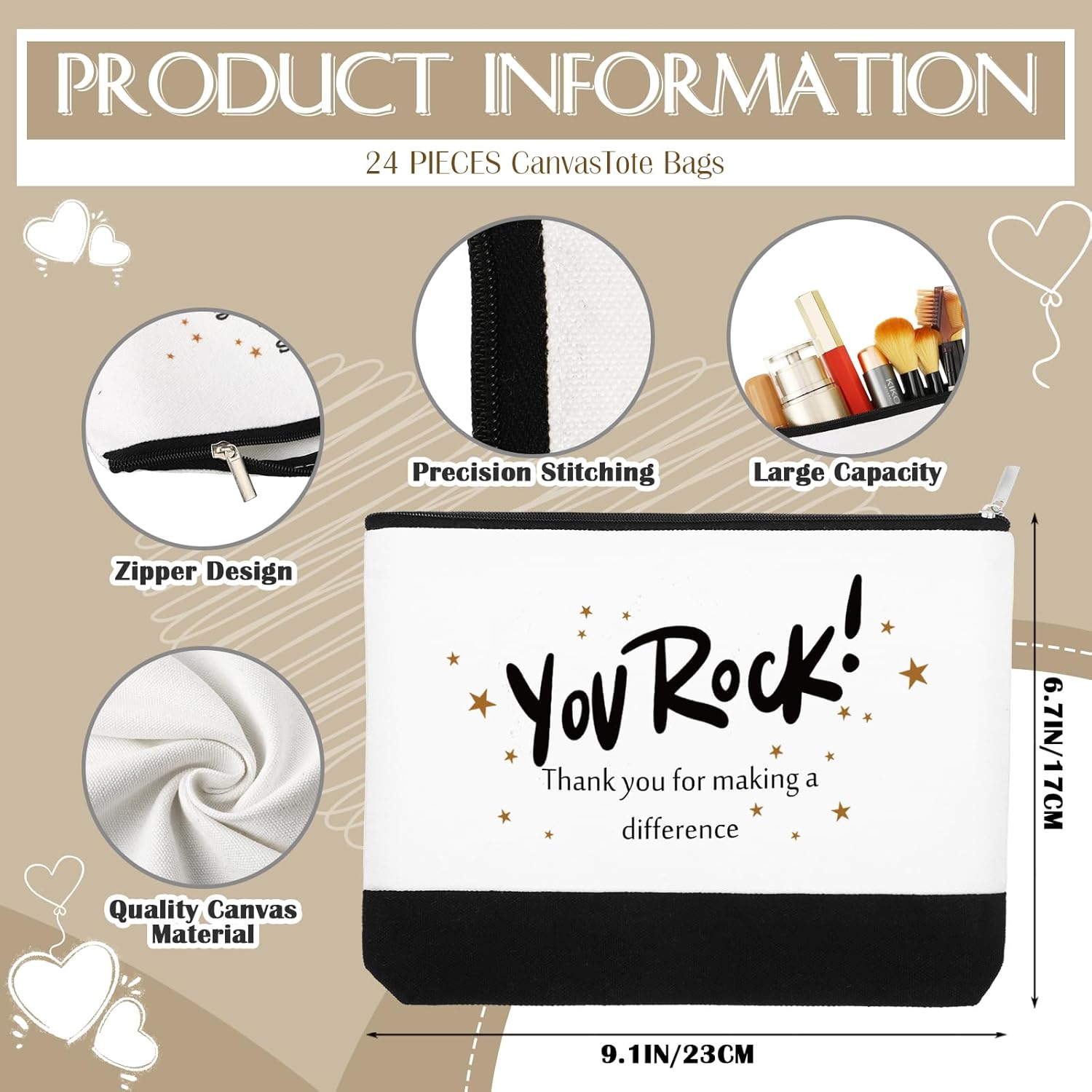 Abbylike 48 Pcs Thank You Gift Tote Bags for Women Mothers Appreciation Employee Canvas Bags Teacher Coworker Staff Nurse