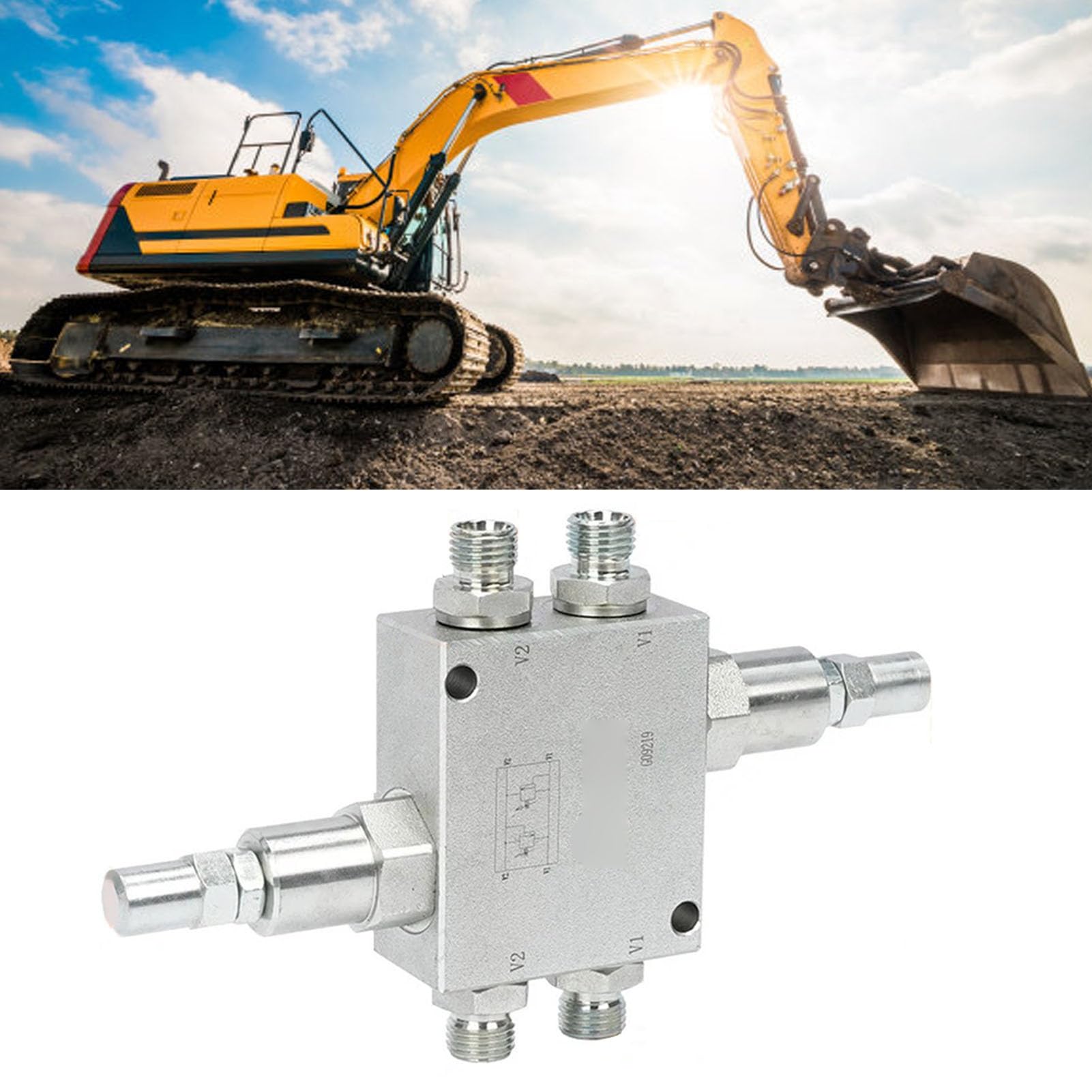 Cocoarm Zestaw Zaworu Poduszki do Minikoparki, Zestaw Złączy Węża Hydraulicznego ze Stali Stopowej z 1 4-calowym Gwintem M14x1,5, Wstępnie Zmontowane Płynne Sterowanie do Minikoparki