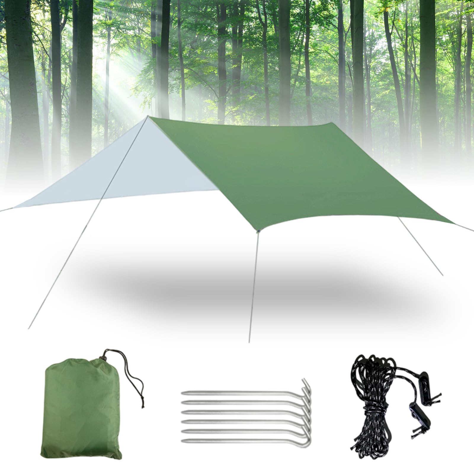 Bâche de tente imperméable 3x3m anti-UV avec œillets renforcés