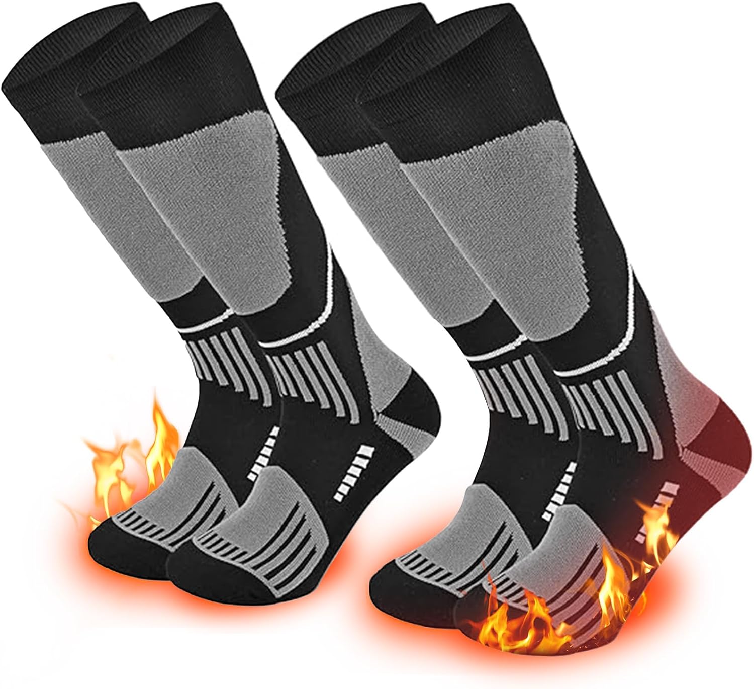 COOPLUS 2 Pairs Ski Socks for Men Women, Compression Knee High Sock for Skiing Snowboarding Hiking Outdoor Sport Cold Weather