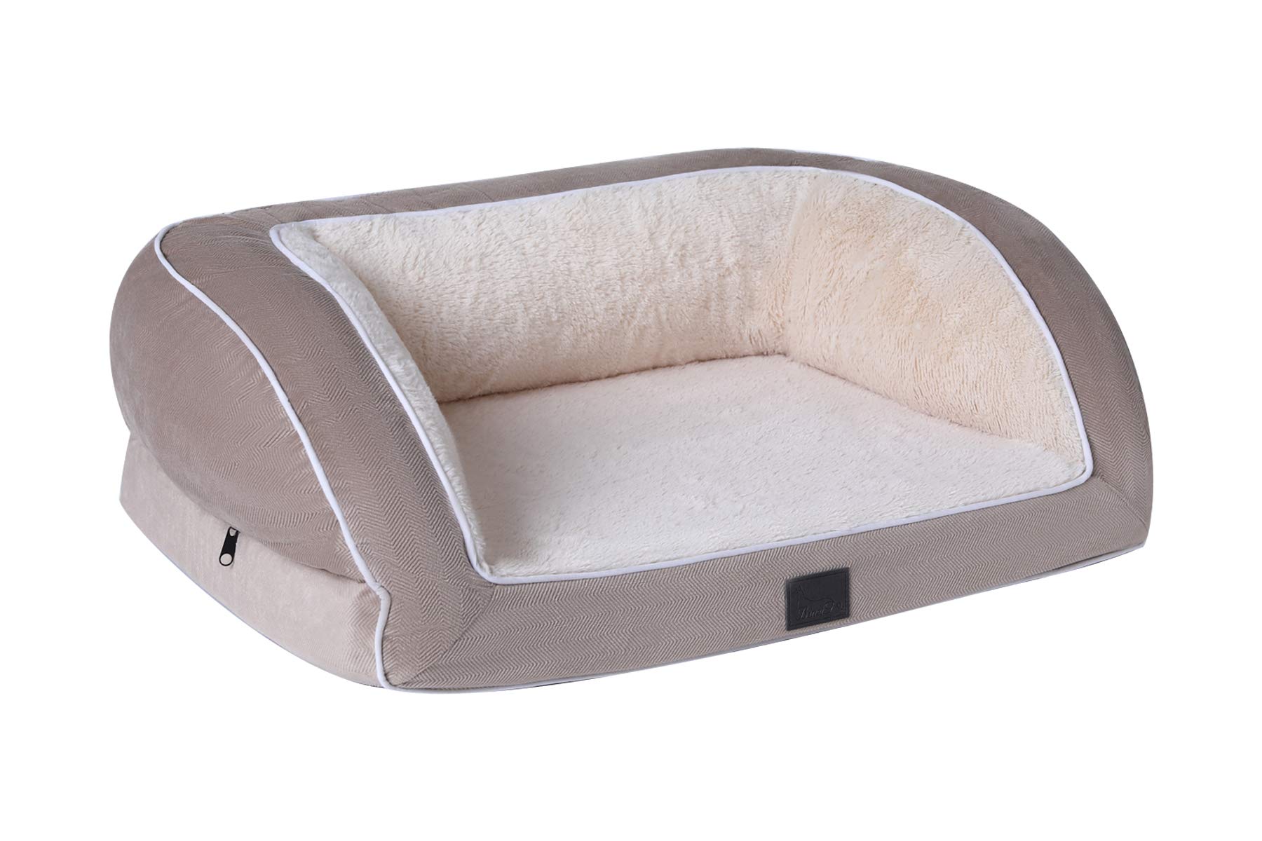 BinetGo Dog Sofa Dog Bed for Dog Small, Medium and Large Dogs Orthopedic Dog Beds with Plush Foam Mattress Joint Relief Washable & Removable Cover (35.5" x 27.5", Beige)