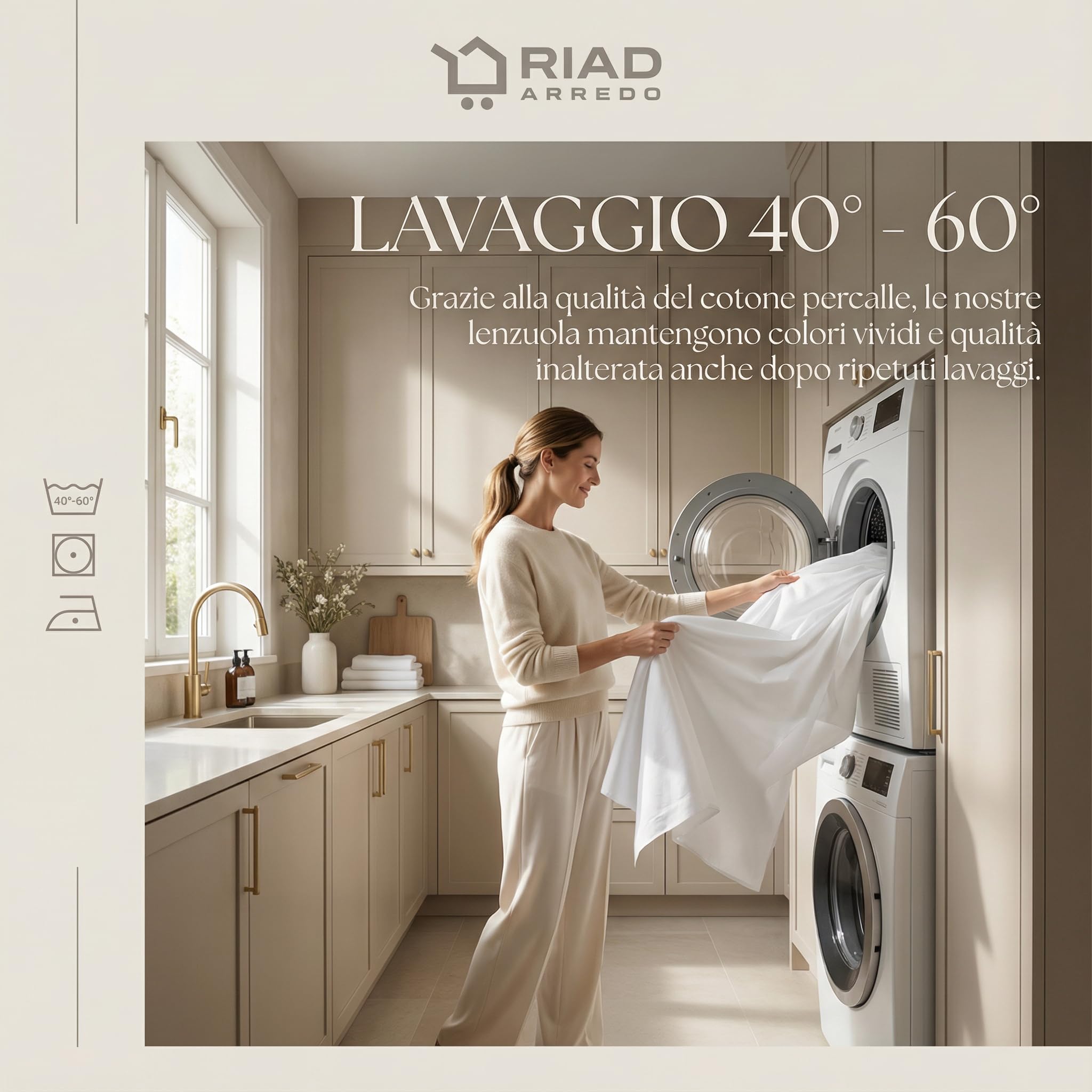 Riad Arredo Set Lenzuola Matrimoniale Puro 100% Cotone Italiano Morbido - Completo Letto Lenzuolo Sotto con Angoli, Lenzuolo Sopra, 2 Federe 52x82 - Made in Italy (Boston Jeans, Matrimoniale)