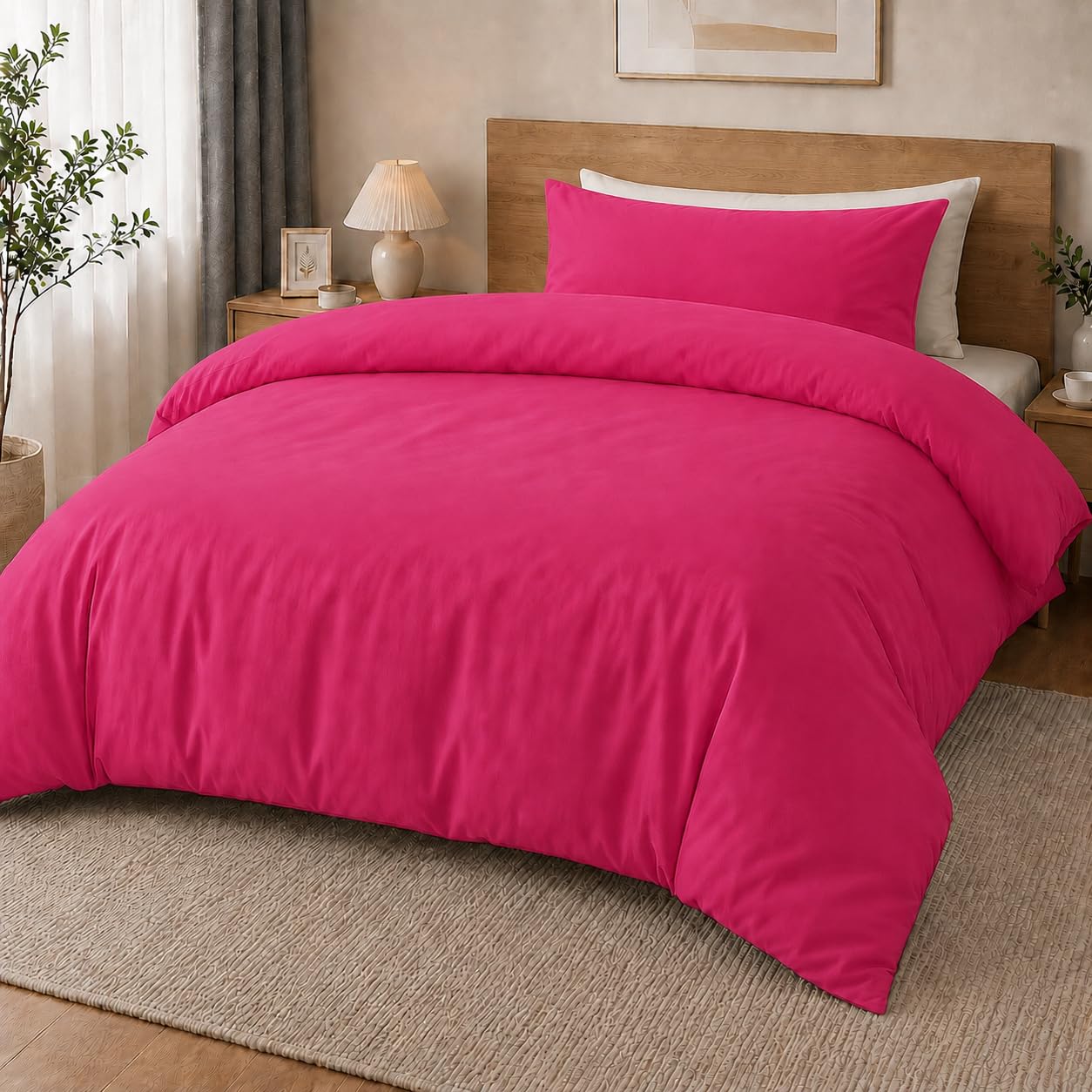 MOONLIGHT20015 Single Duvet Cover Set Brushed Microfibre Pink Bedding Sets