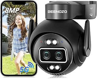 8MP Camera Surveillance WiFi Outdoor/Indoor,Automatic Tracking,360° PTZ Camera,with Dual Lens,Smart Tracking,30M Color Night Vision,Human Detection,Two-way Audio,Plugged in