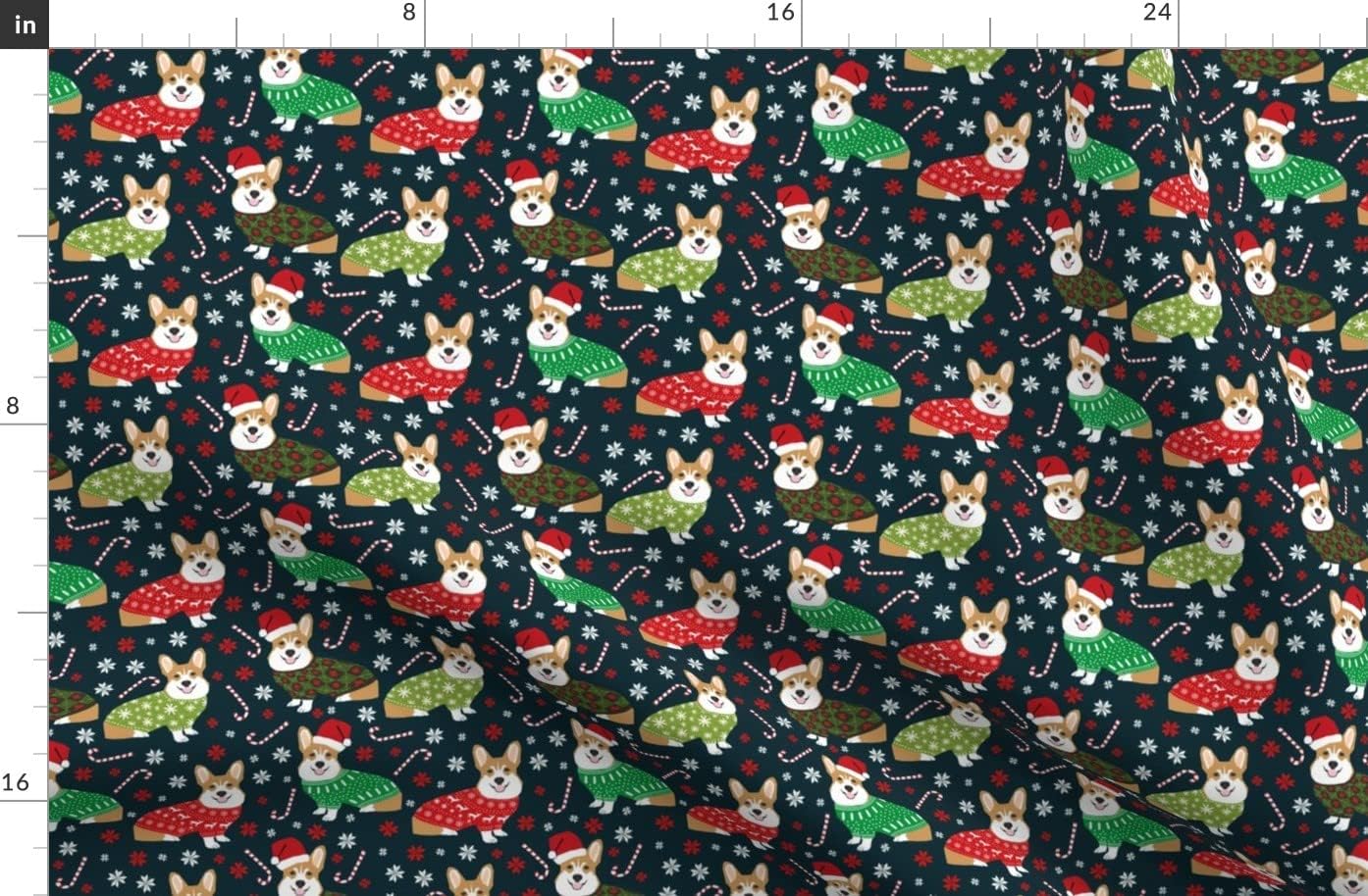 Spoonflower Fabric - Corgi Holiday Xmas Cute Christmas Corgis Sweater Cloth Pet Portrait Printed on Organic Cotton Sateen Fabric by The Yard - Sewing Quilting Apparel Home Decor