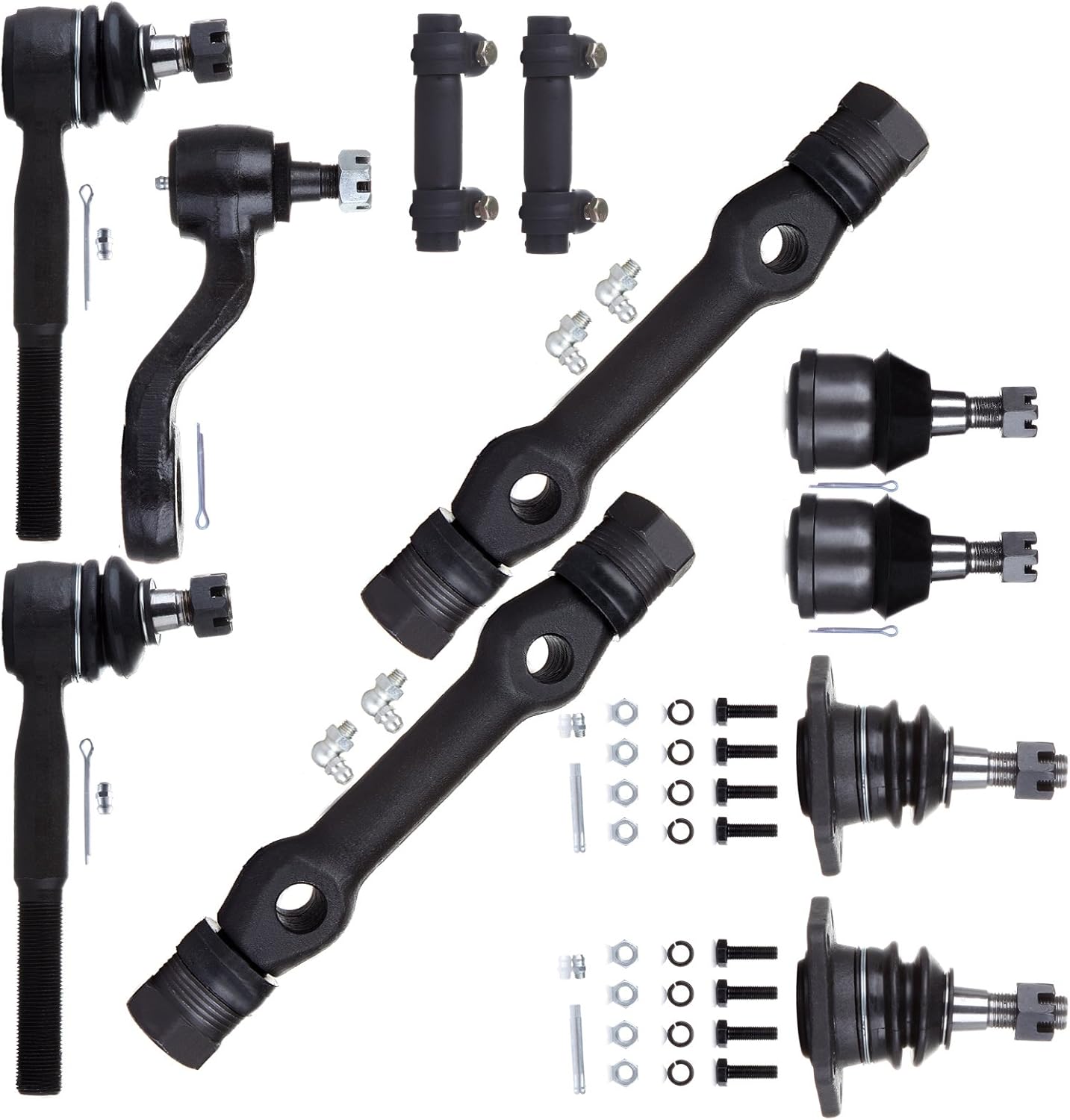 SCITOO 11pcs Suspension Kit 2 Lower Ball Joint,2 Upper Ball Joint,2 Control Arm Shaft Kit,2 Tie Rod End Adjusting Sleeve,2 Outer Tie Rod End,1 Pitman Arm fit 1975-1986 for Chevy C20 for GMC P25 K6135
