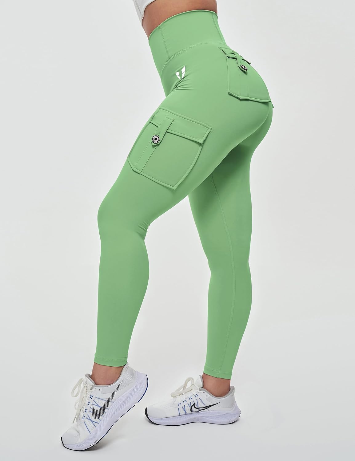 FIRM ABS Women’s Active wear Leggings, High Waist Cargo Pockets Design, Squat-Proof and Non See-Through Pants for Workout, Yoga, Running, Casual Light Green, X-Large - Image 6