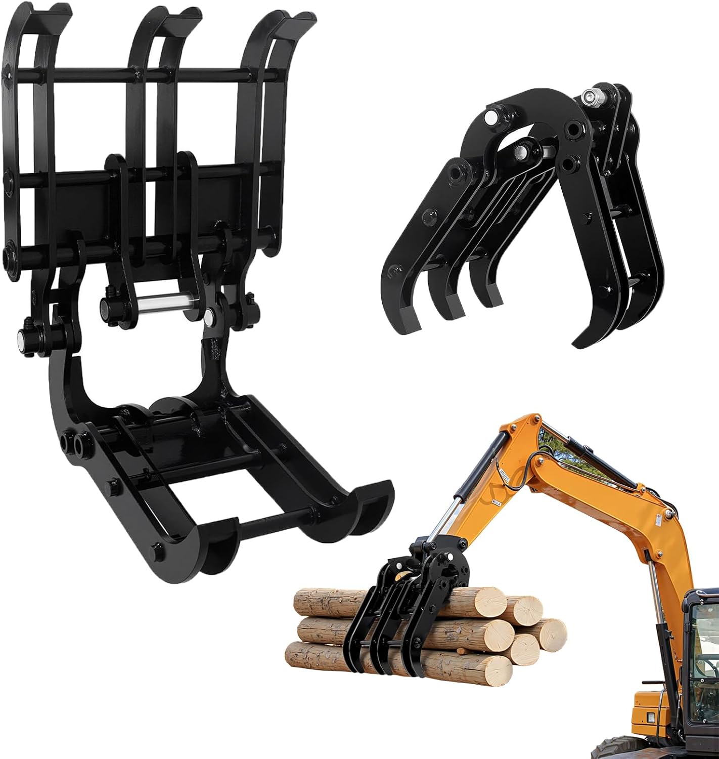 Durable Mini Excavator Grapple Attachments - 6600lbs Grab Force Mini Excavator Accessories for Wood, Metal, Logs, Rock - Practical Agricultural & Construction Machinery in Farm Orchard Garden