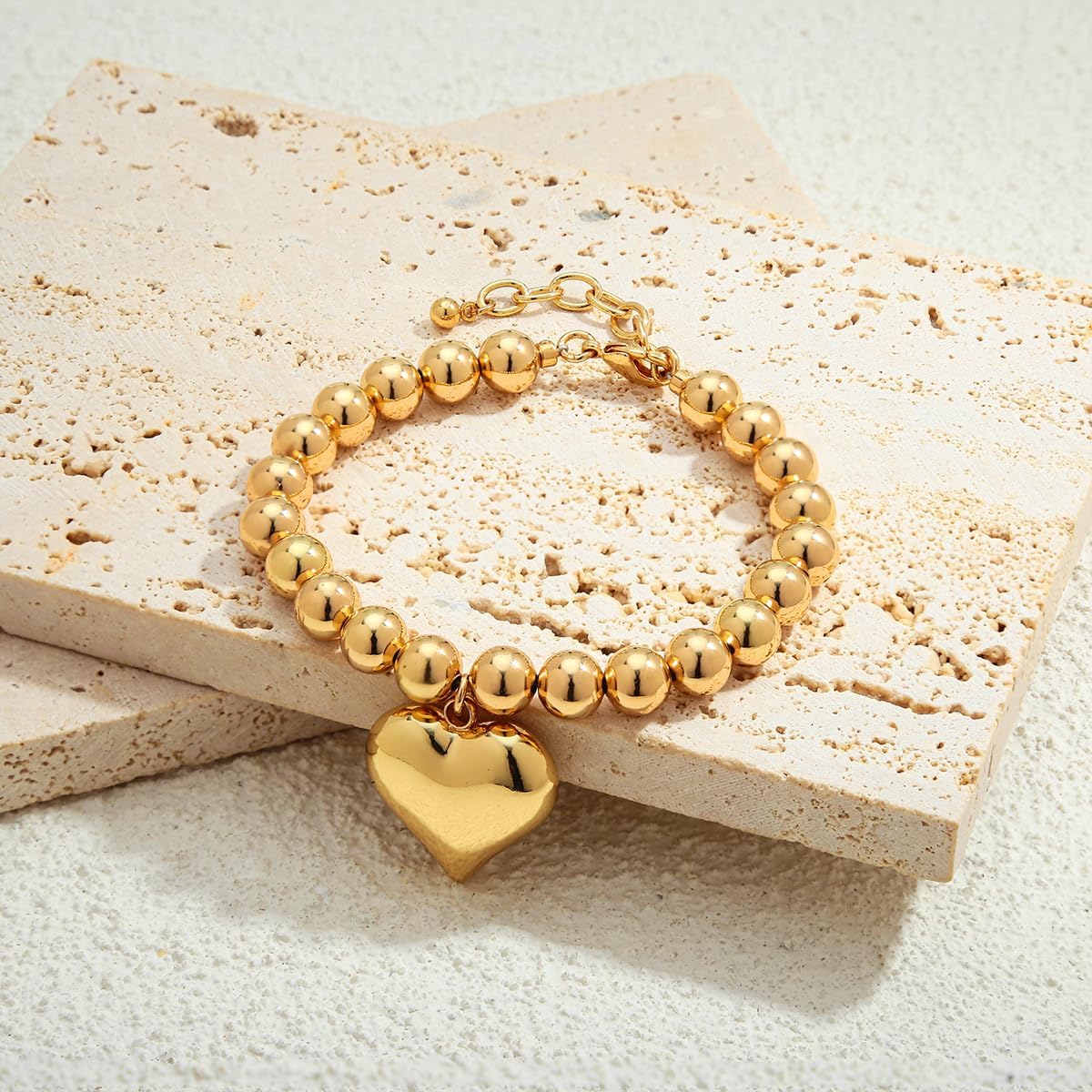 CLASSYZINT Heart Bracelet for Women Puffy Heart Charm Bracelet Link Chain Bracelet Adjustable Link Bracelets - Image 5