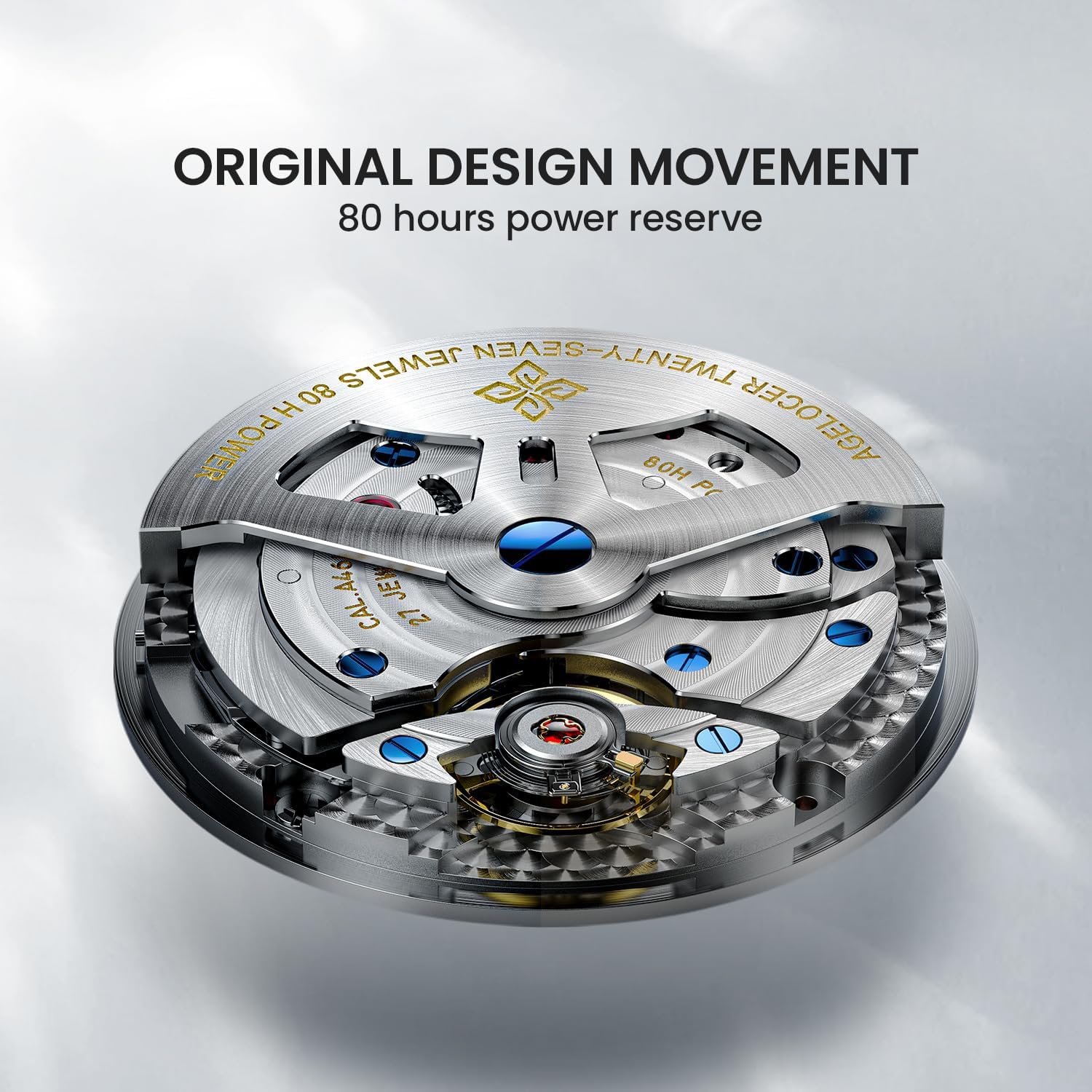 AGELOCER Moon Phase Watch Original Design, 29.51 Day Precise Moonphase, Automatic Mechanical Watches for Men, Luxury Waterproof Leather Strap Natural Blue Aventurine Dress Watch Mens Gift
