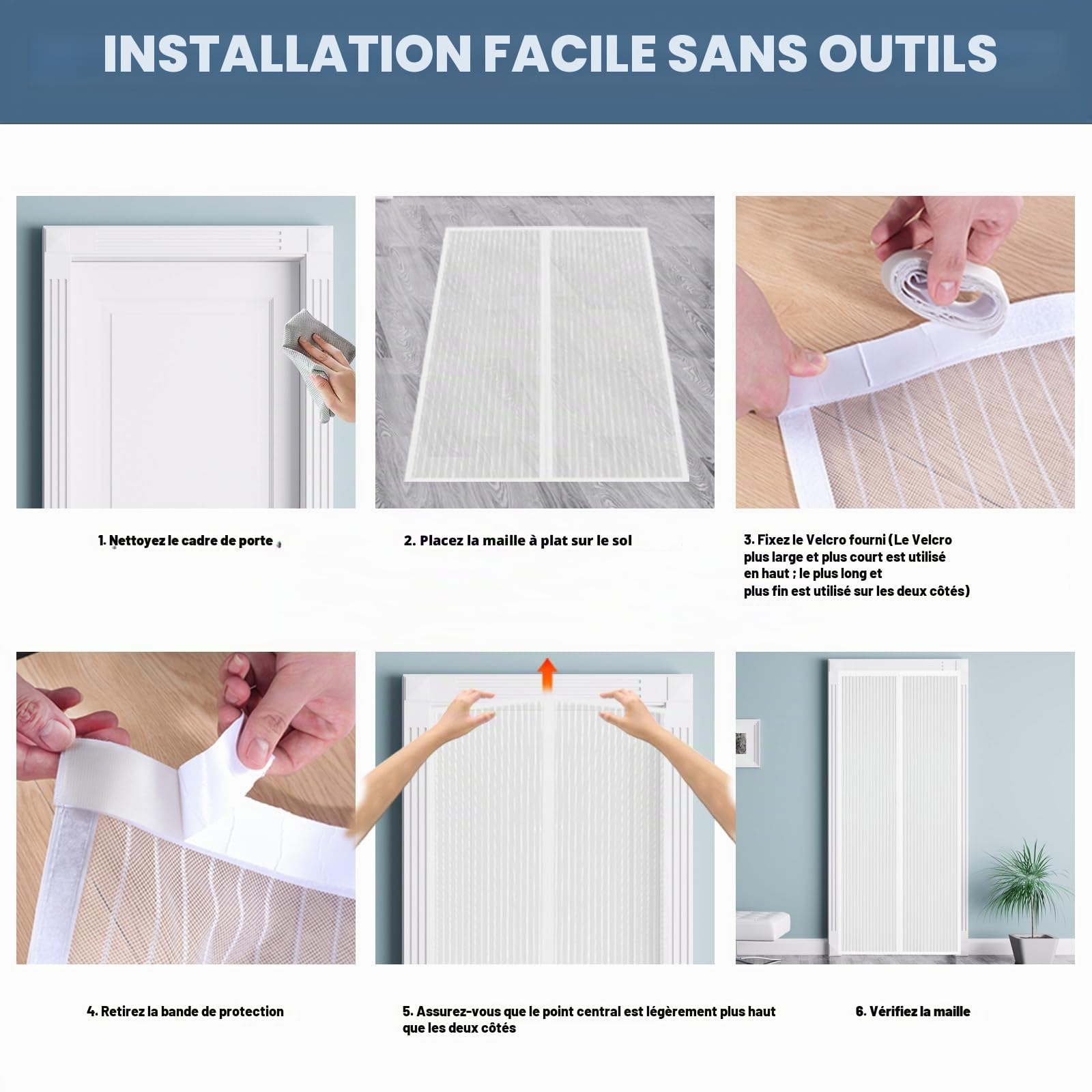 Moustiquaire Porte Fenetre Magnetique 180x215cm, Rideau de Porte Anti Moustique, Fermeture Automatique Aimantée Pour Portes de Balcon, de Cave et de Terrasse, sans perçage (Blanc)