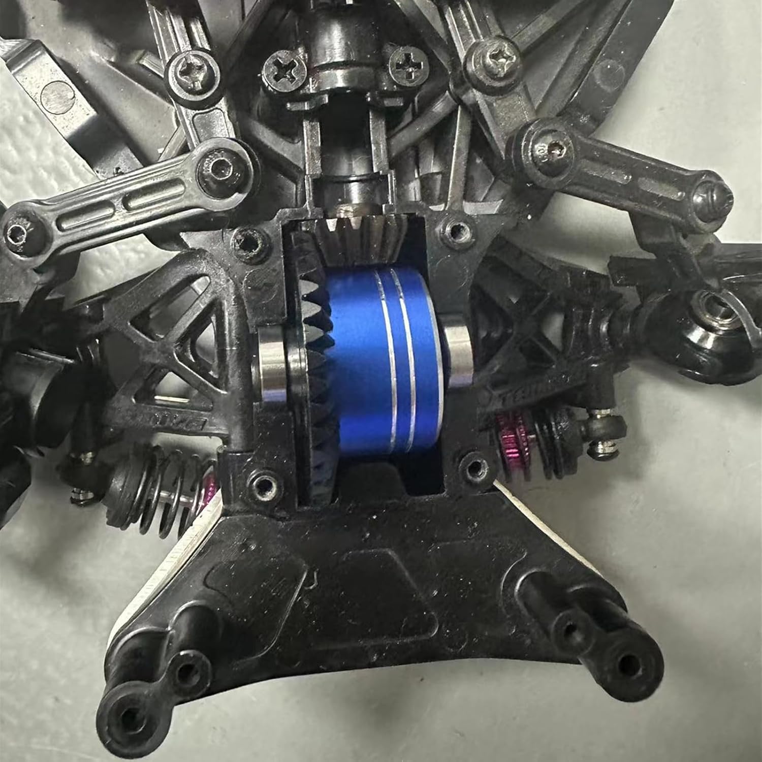Aluminum Differential Shell Diff Cover with Steel Driving Gear Set RC Upgraded Parts for Tamiya XV02 TT02 TT02B RC Car, Blue