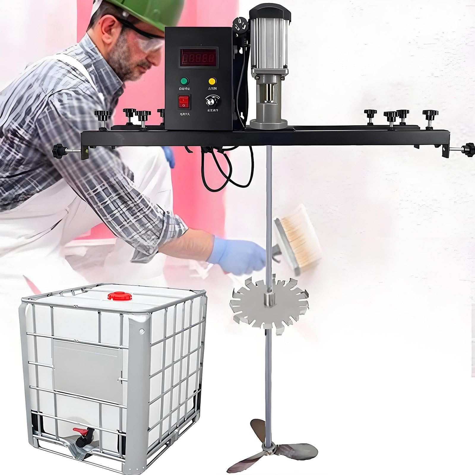 GUTYGIO Tank Mixing Machine,1 Ton Commercial Paint Stirrer Machine with Stand Hanger, Paint Mixing Equipment, IBC Stirrer,for Dissolving Agitator B