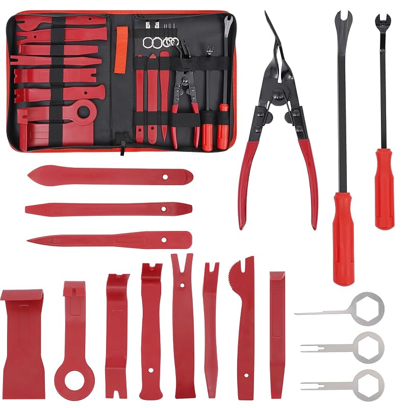 Kit de Ferramentas para Remoção de Acabamentos Automotivos Zaviireku com 19 Peças, Nylon, Alicate para Presilhas e Extratores