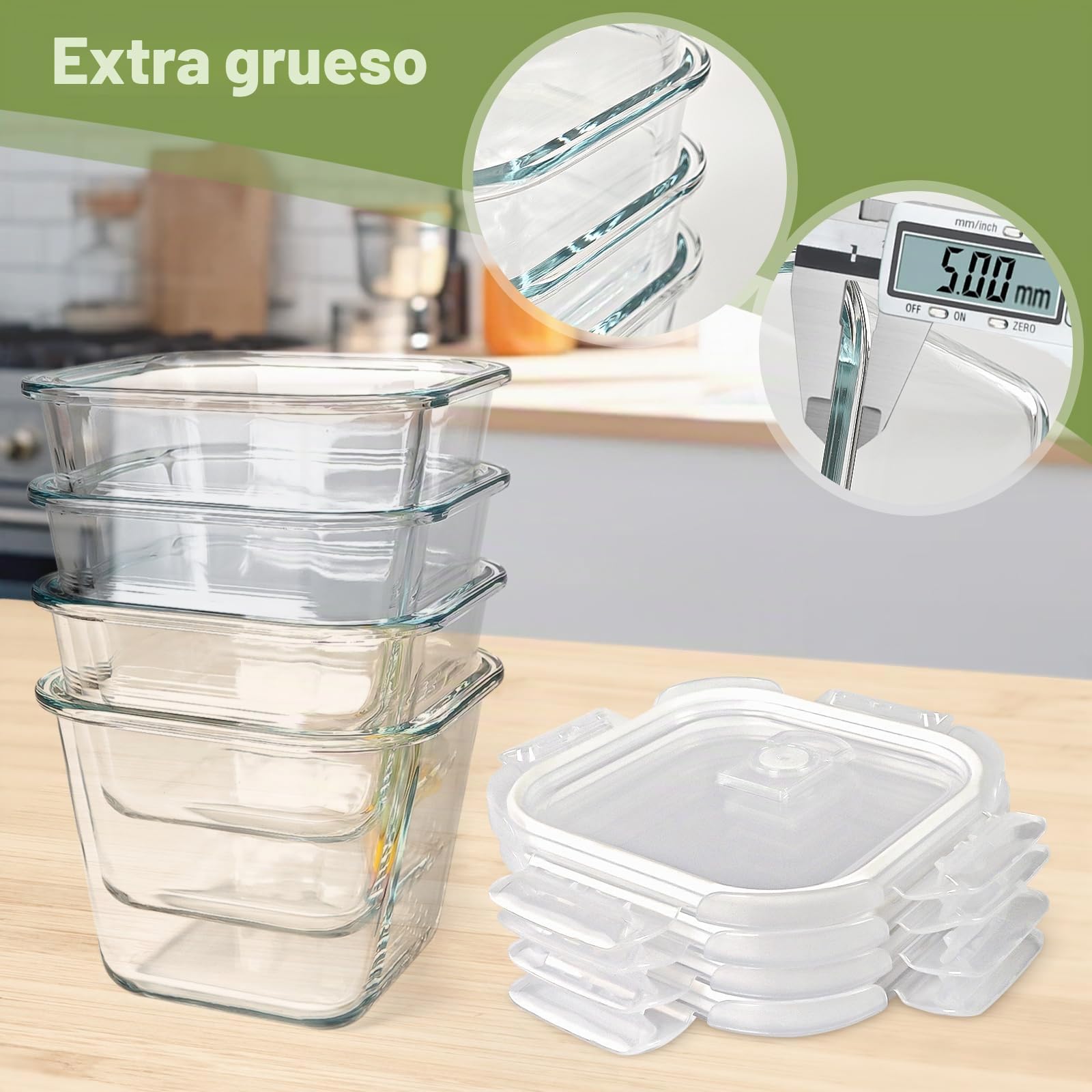 Recipientes de sopa de vidrio de borosilicato 907.2 g, 4 tazas, aptos para microondas y congelador, tazón cuadrado pequeño para ensaladas