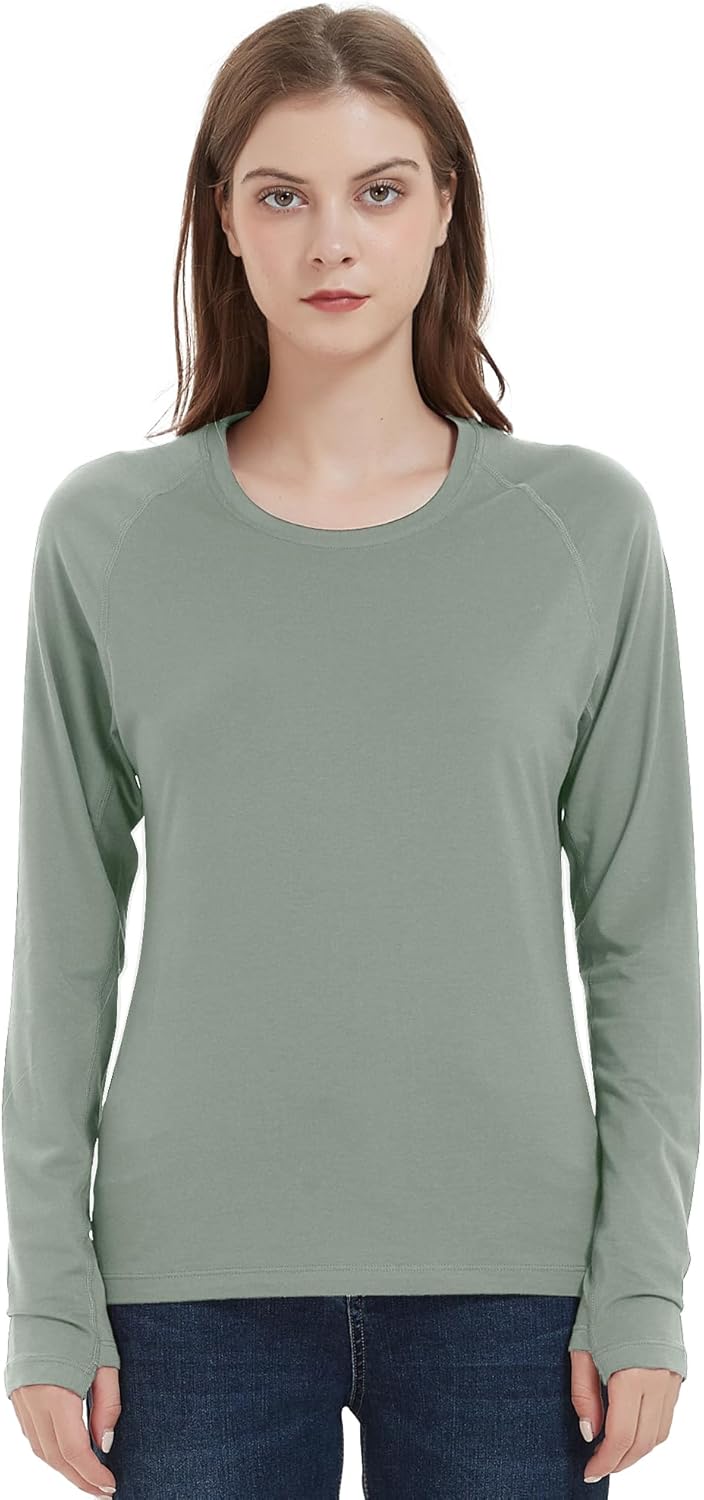 netdraw Women's Ultra Soft Bamboo Viscose Workout T-Shirt Long Sleeve Cooling Lighweight Tops with Thumbholes