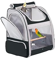 Vista 9 de Mochila de viaje para pájaros con soporte de madera, bolsa pequeña a mediana para llevar loro, periquito, conure, cacatúa
