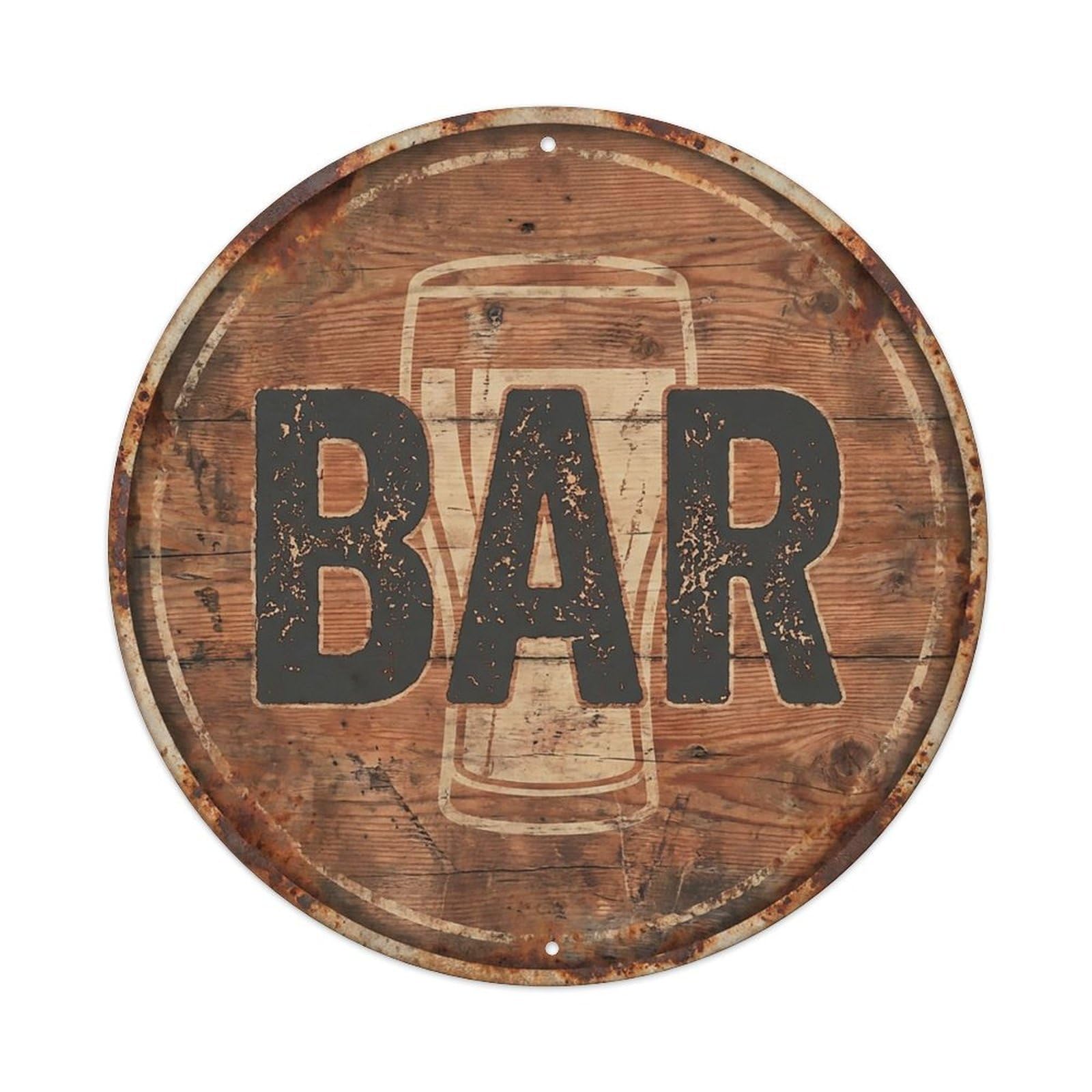 Vintage Beer BAR Larch Wood Retro for Pub Metal Tin Sign