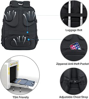 KROSER Travel Laptop Backpack 18.4 Inch XXXL Gaming Backpack with Hard Shell Saferoom RFID Pockets Water-Repellent Business College Daypack Stylish Laptop Bag for Men/Women-Black Grey