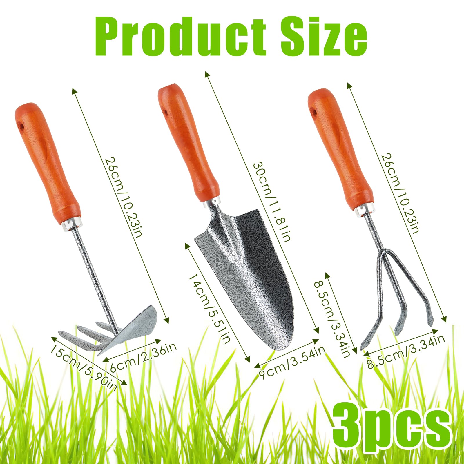 XIMEY Gartenwerkzeug Set 3-tlg - Edelstahl Mit Holzgriff Für Blumen & Pflanzen