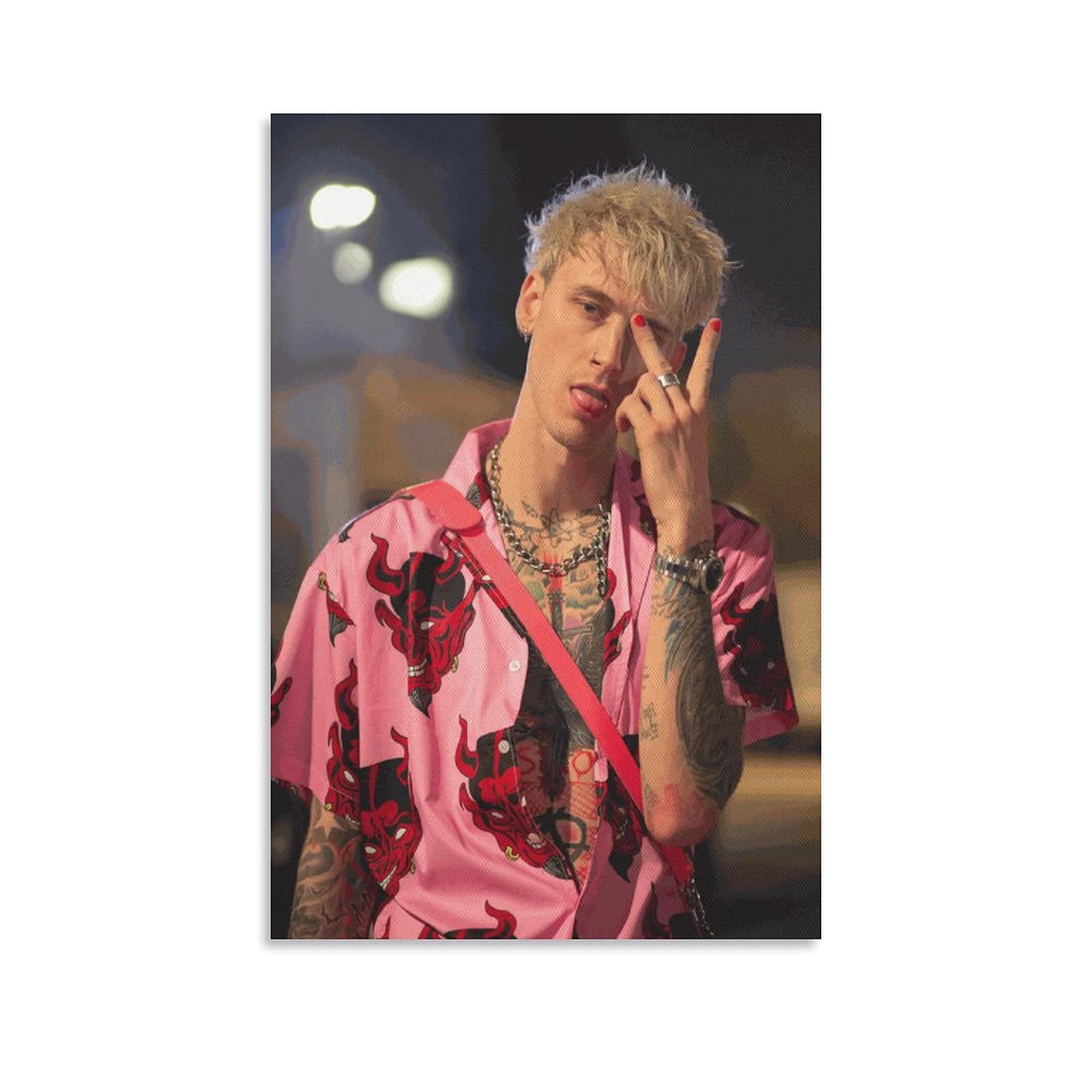 Amazon ヒップホップラッパーマシンガンケリーmgkリチャードコルソンベイカースター2キャンバス絵画寝室装飾背景絵画オフィス壁画現代人気の壁画カフェ壁アート キャンバスポスターシンプルでファッショナブルな装飾絵画リビングルーム壁画寝室装飾美的絵画バーオフィス