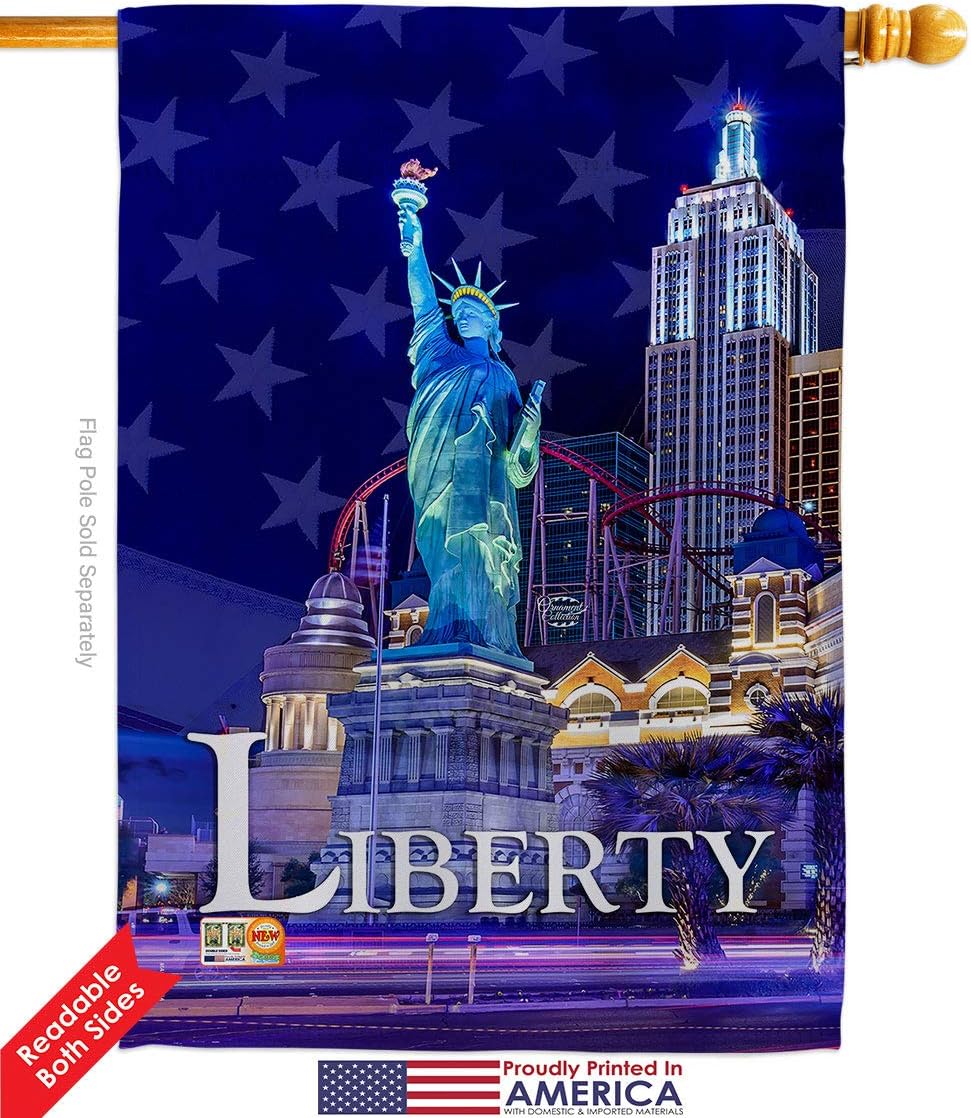 Freedom of Liberty Garden House Flags Set Americana Star and Stripes Patriotism Independence Memorial United State American Small Decorative Gift Yard Banner Double-Sided Made In USA 28 X 40