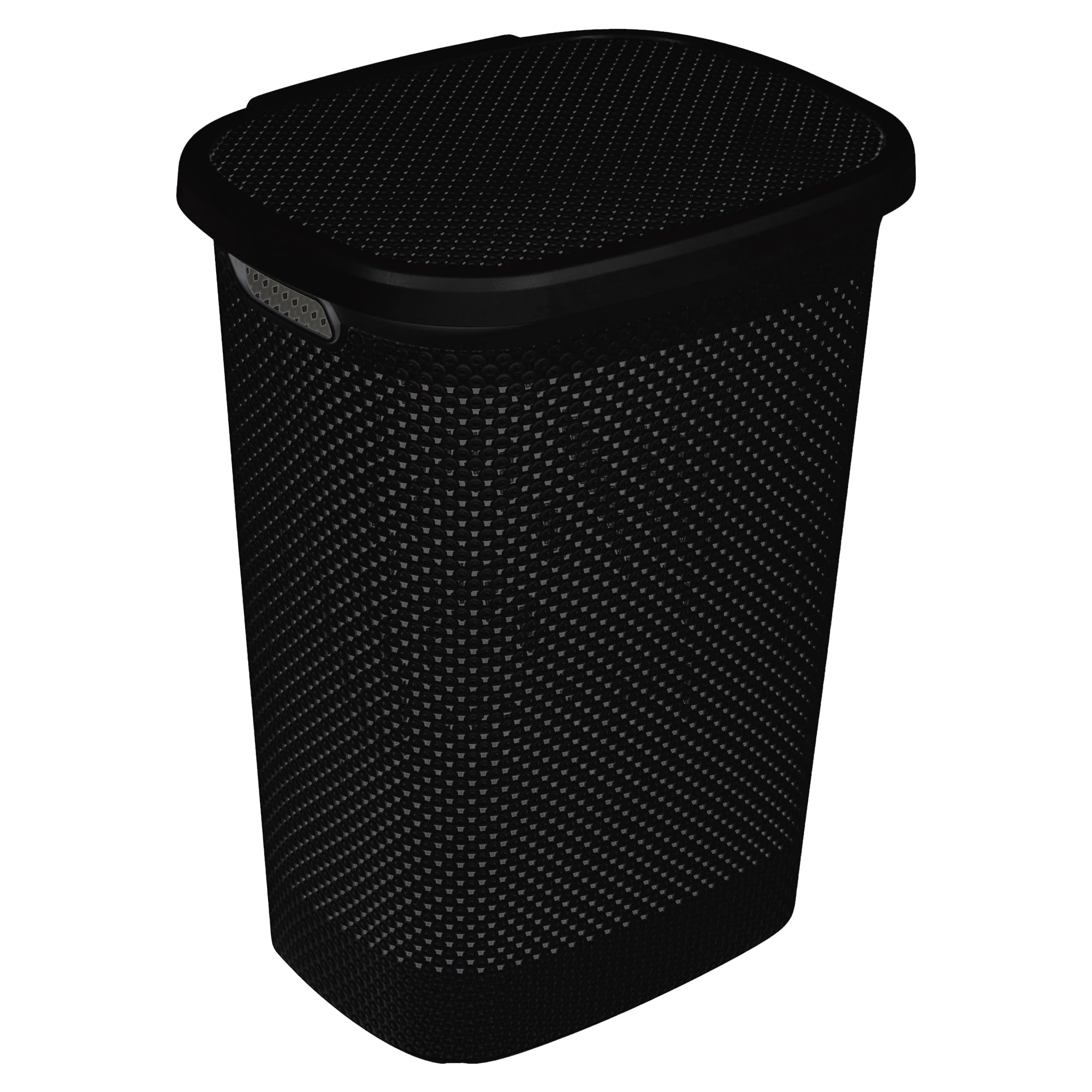60 Litre Large Capacity Plastic Laundry Hampers Baskets Bins with Lids and Holes to Prevent Mould (Black)