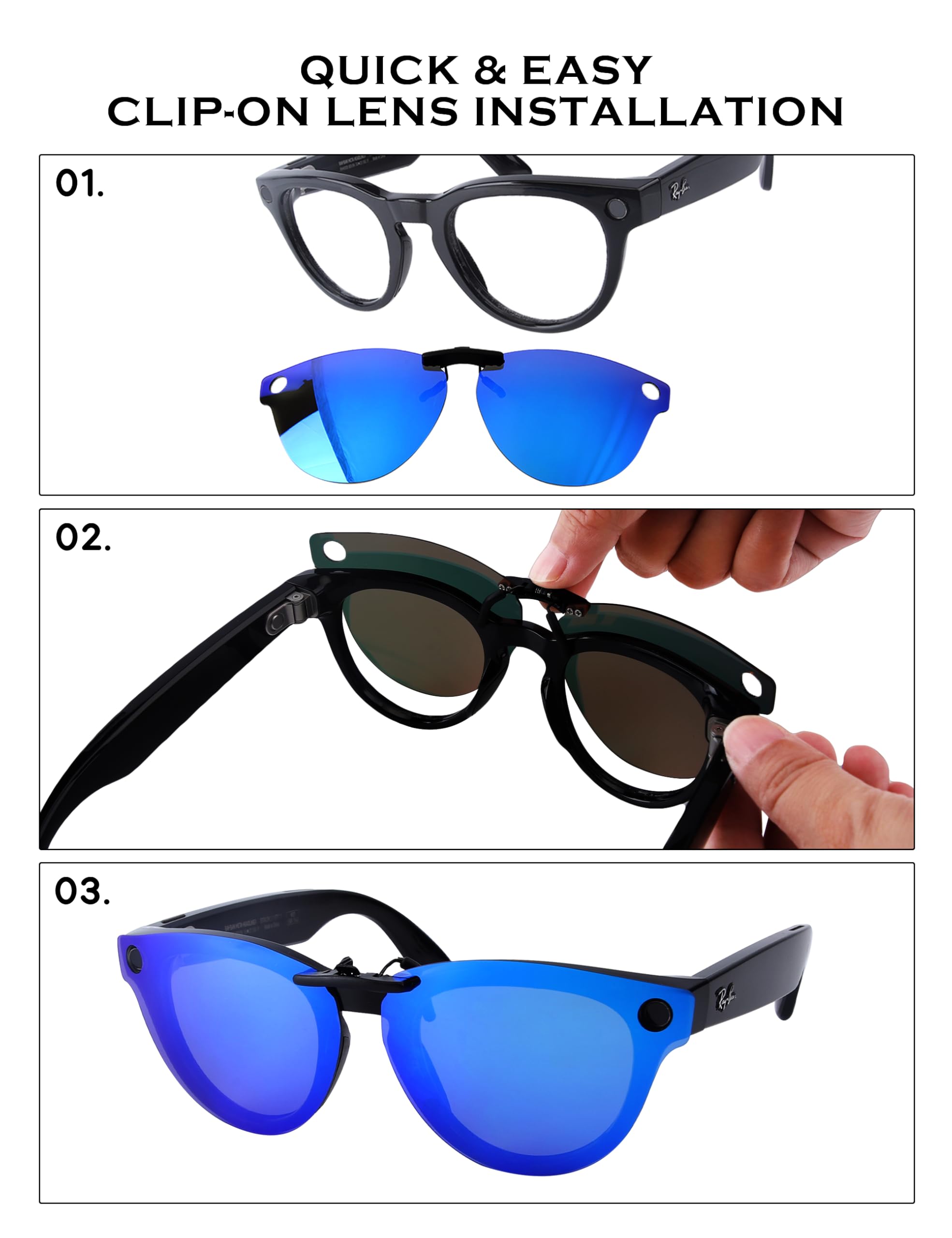 Lentes polarizados con protección UV para gafas de sol Ray-Ban Meta Wayfarer RW4008 y RW4012 (53-22), multicolor