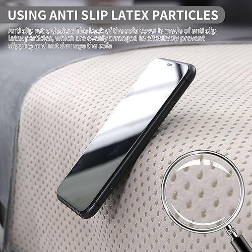 Miniatura 4 de Funda de sofá de estilo vintage con agarre antideslizante, mezcla tejida de algodón y lino, multiusos para sofássillones, lavable a máquina, tamaño